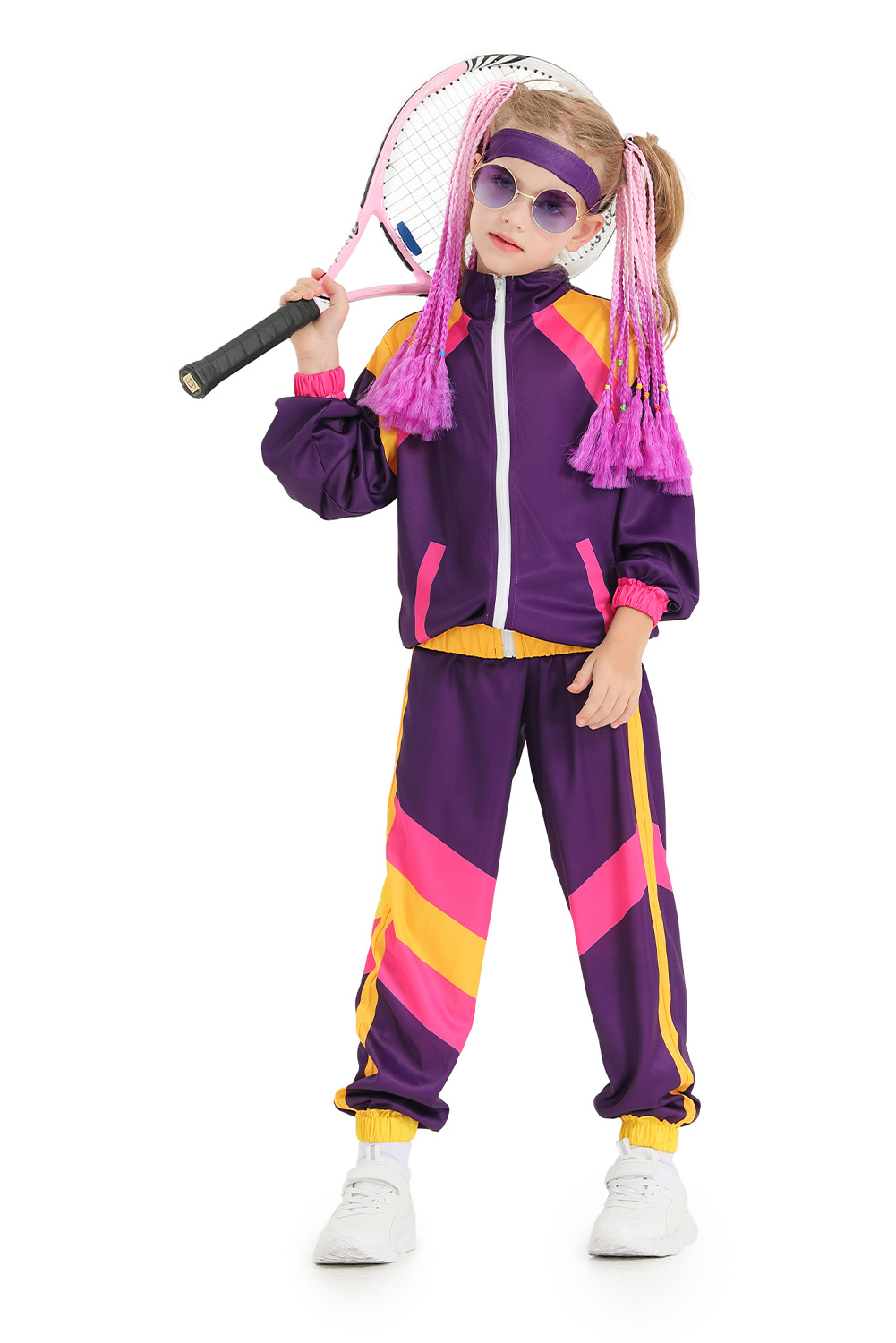 Retro Vintage Kids Children Purple Dance Tracksuit Halloween Carnival Suit