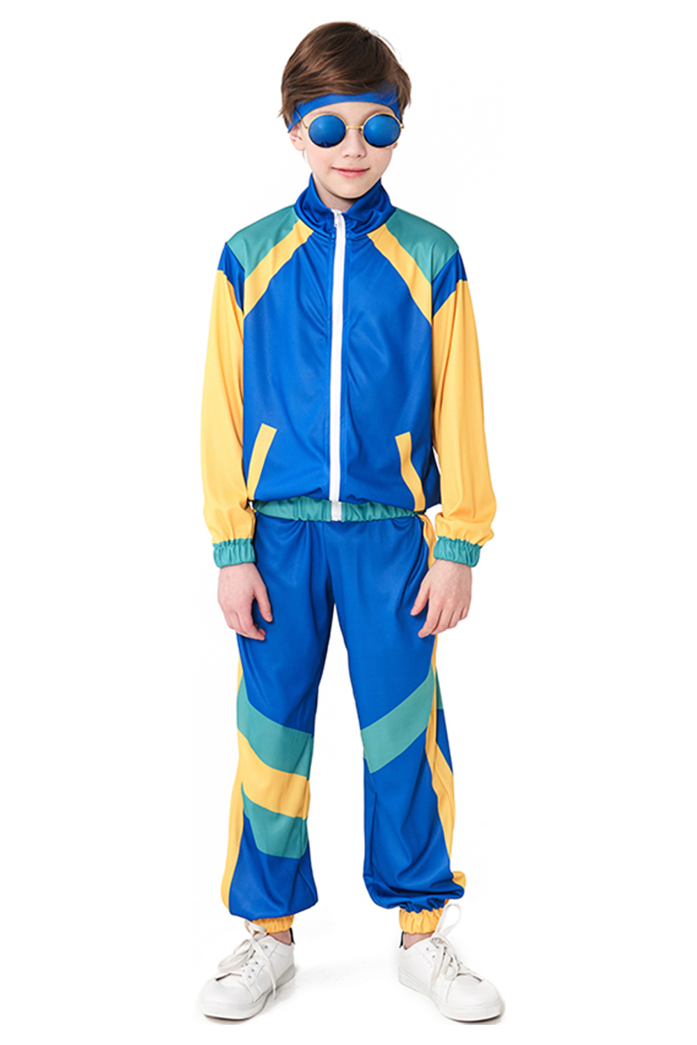 Retro Vintage Hip-Hop Kids Children Blue Dance Tracksuit Halloween Carnival Suit