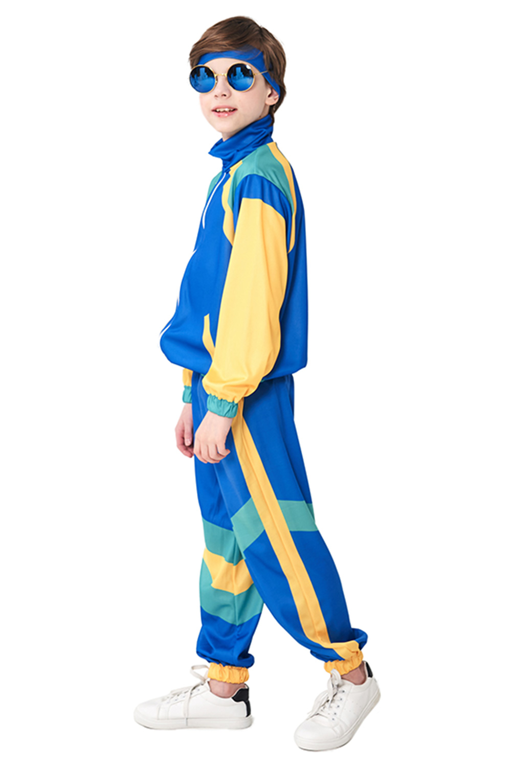 Retro Vintage Hip-Hop Kids Children Blue Dance Tracksuit Halloween Carnival Suit