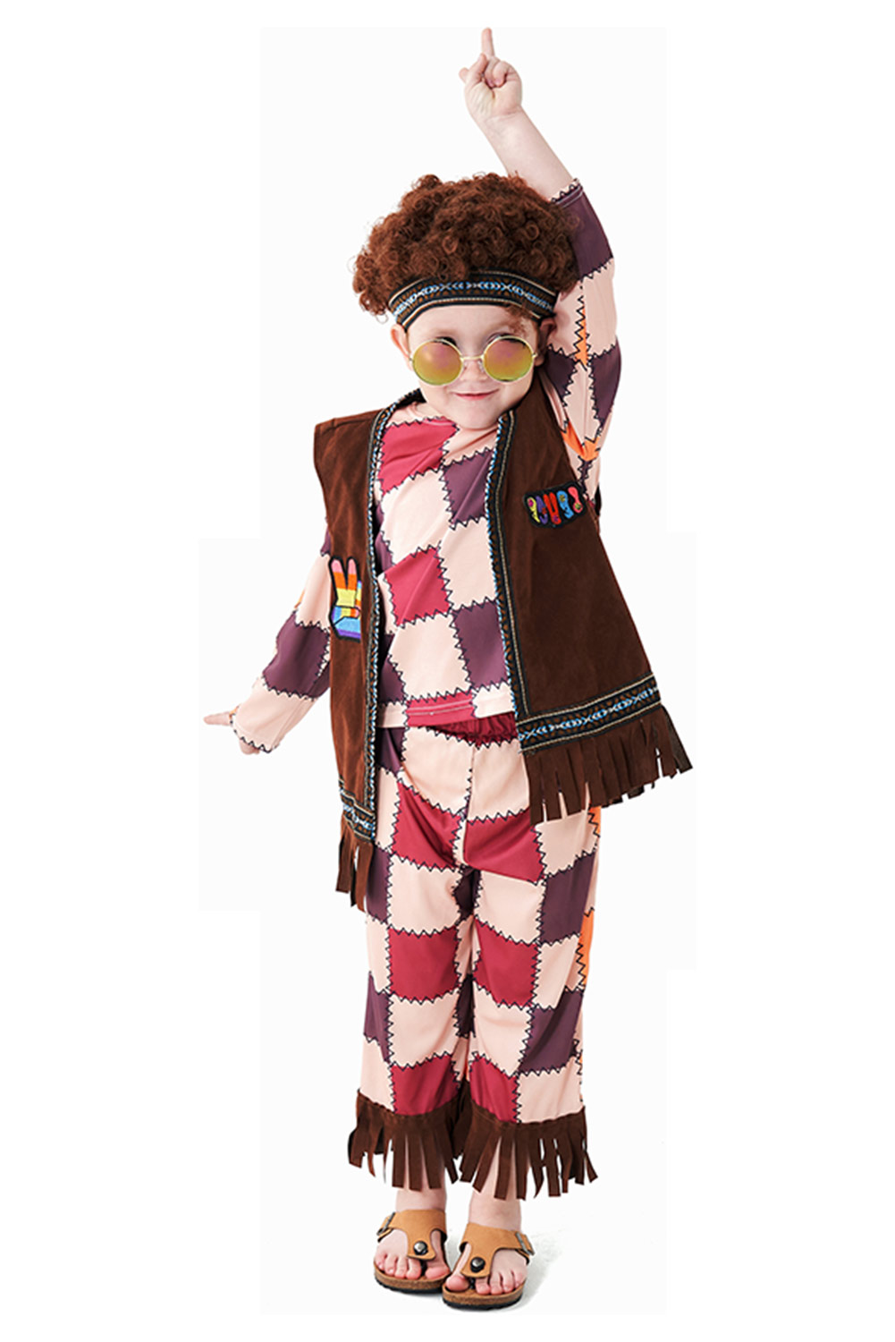 Retro Vintage Hip-Hop Kids Children Plaid Outfits Halloween Carnival Suit