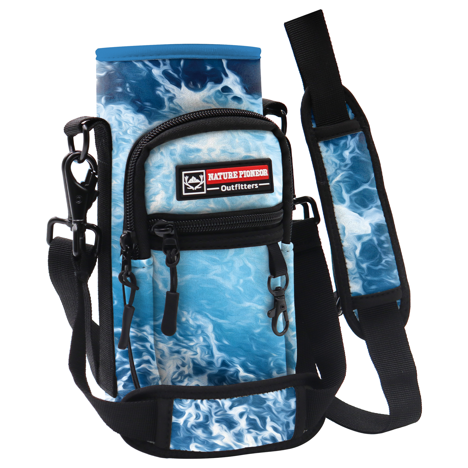 NATURE PIONEOR Water Bottle Carrier with Strap - 25/32/40OZ Neoprene Water Bottle Sling Bag Sleeve Case with 2 Pockets