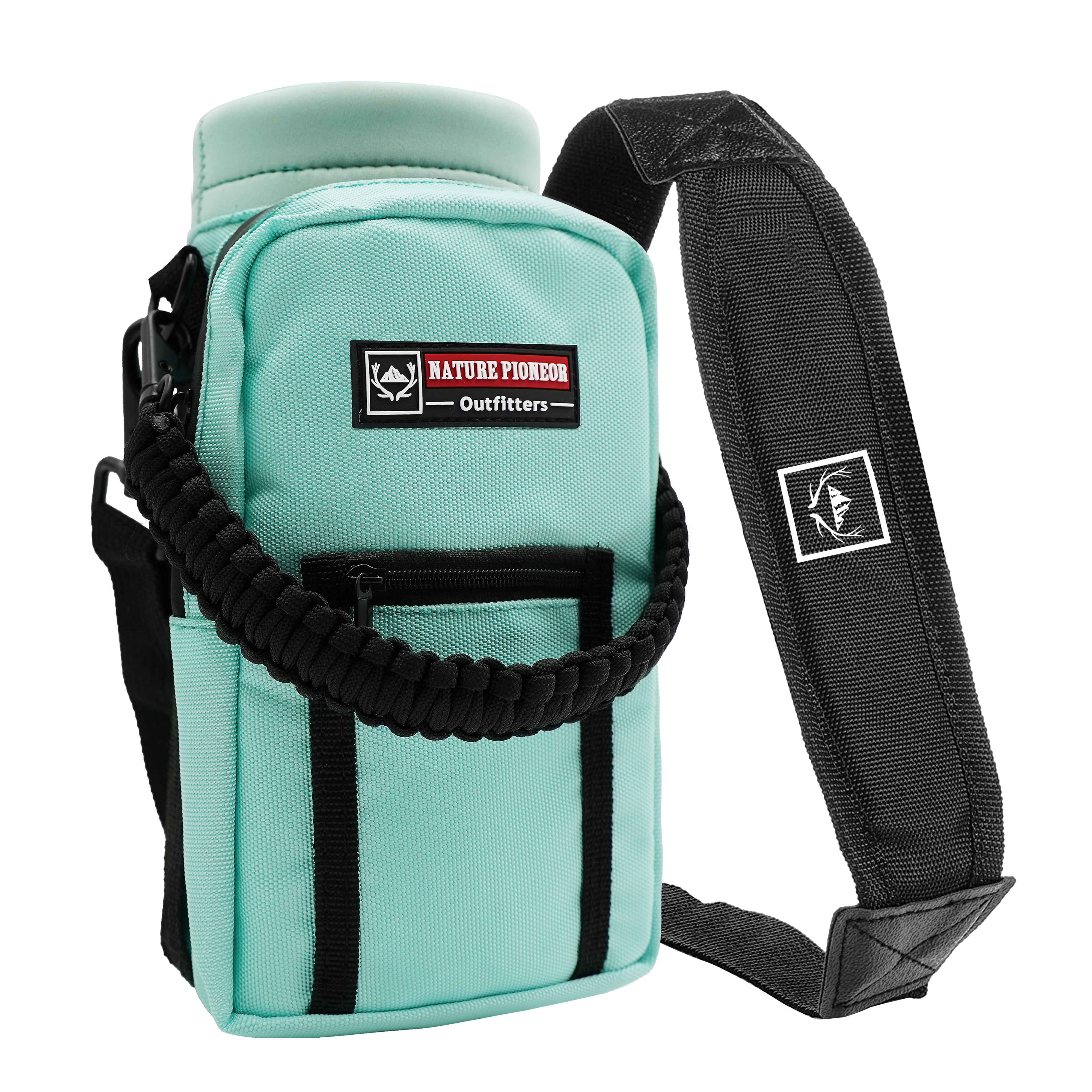 NATURE PIONEOR Neoprene Insulated Water Bottle Holder with Shoulder Strap for 40OZ Sports Water Bottles, Carrier/Pouch Sleeve for Camping, Hiking, Fishing and Travel