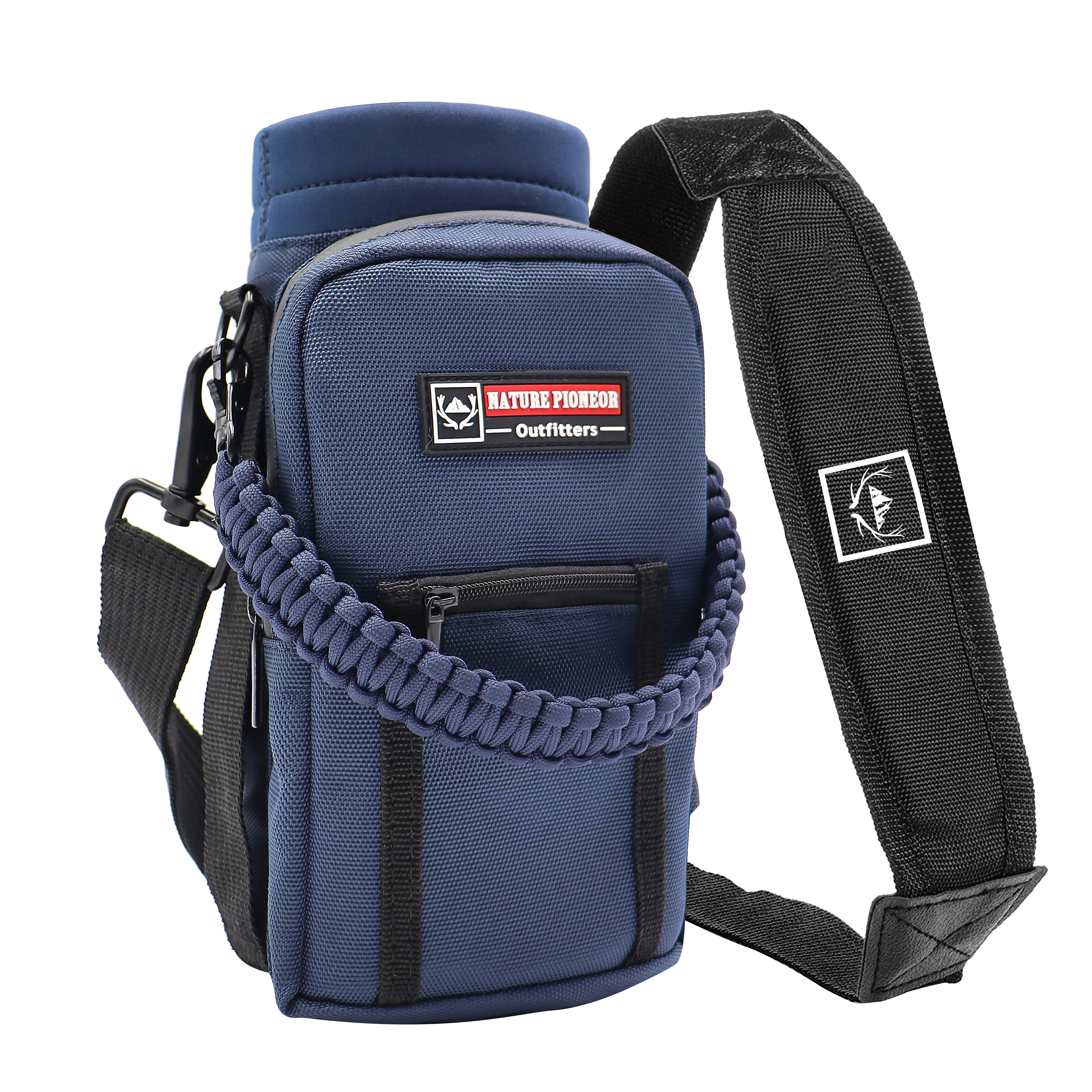 NATURE PIONEOR Neoprene Insulated Water Bottle Holder with Shoulder Strap for 40OZ Sports Water Bottles, Carrier/Pouch Sleeve for Camping, Hiking, Fishing and Travel