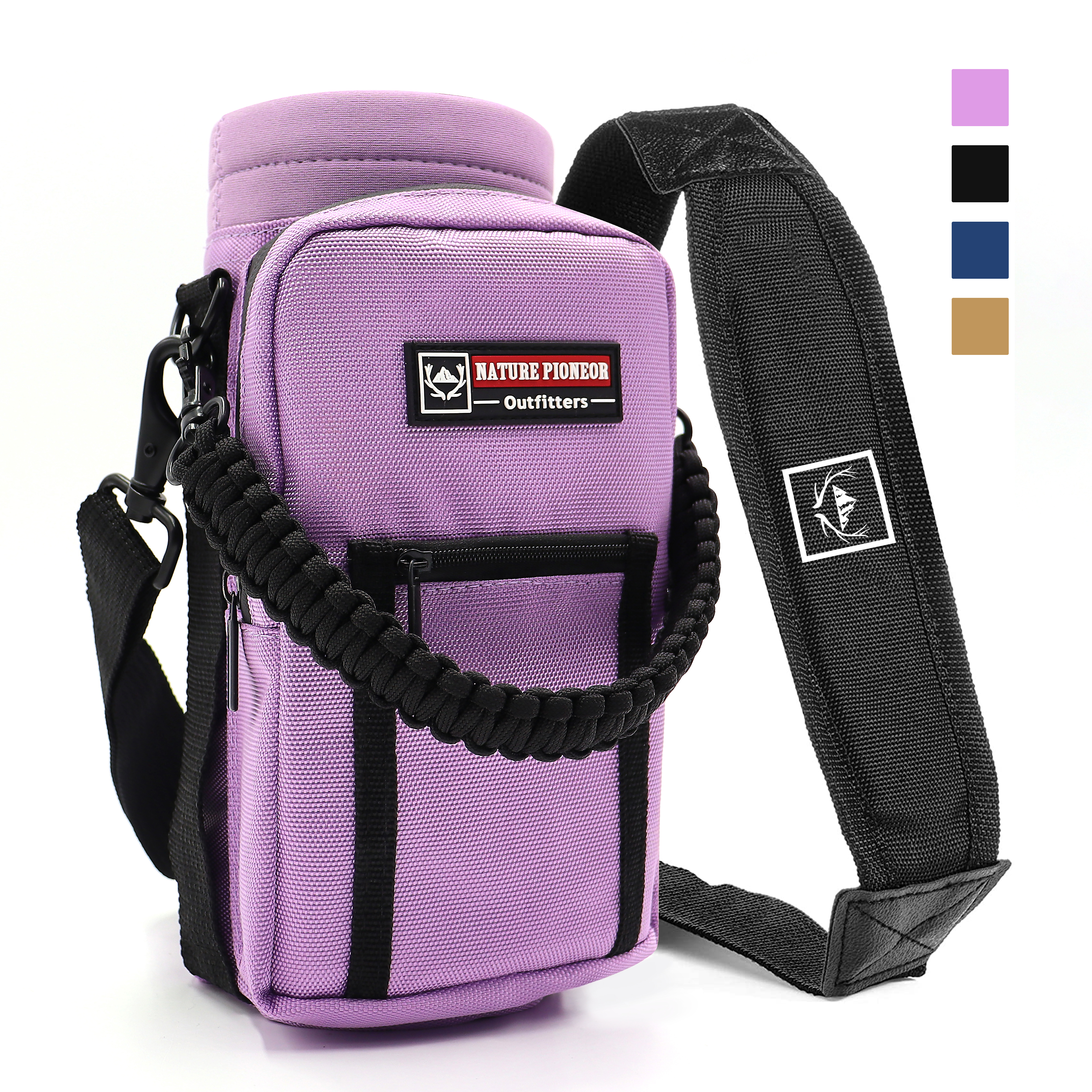 NATURE PIONEOR Neoprene Insulated Water Bottle Holder with Shoulder Strap for 40OZ Sports Water Bottles, Carrier/Pouch Sleeve for Camping, Hiking, Fishing and Travel