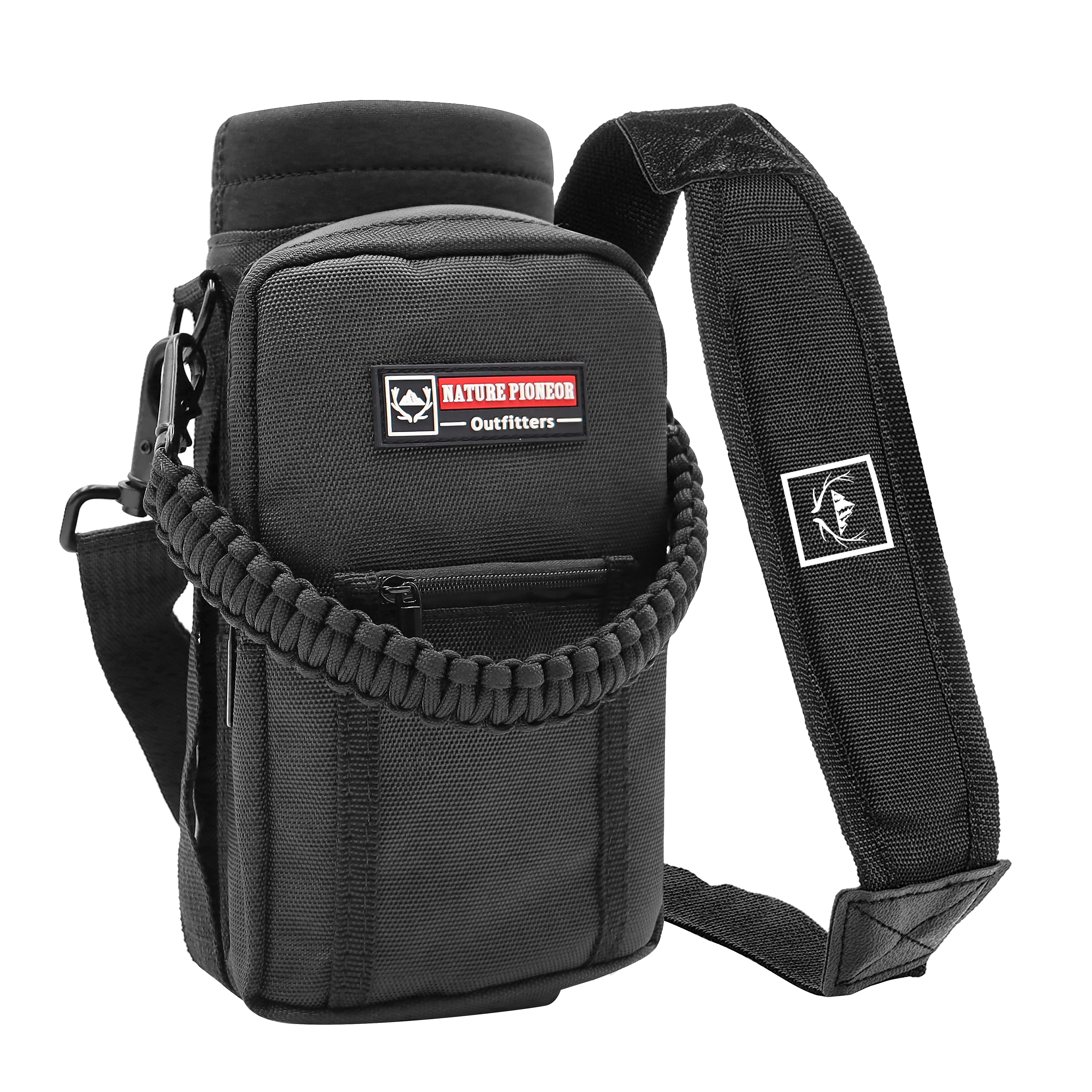 NATURE PIONEOR Neoprene Insulated Water Bottle Holder with Shoulder Strap for 40OZ Sports Water Bottles, Carrier/Pouch Sleeve for Camping, Hiking, Fishing and Travel