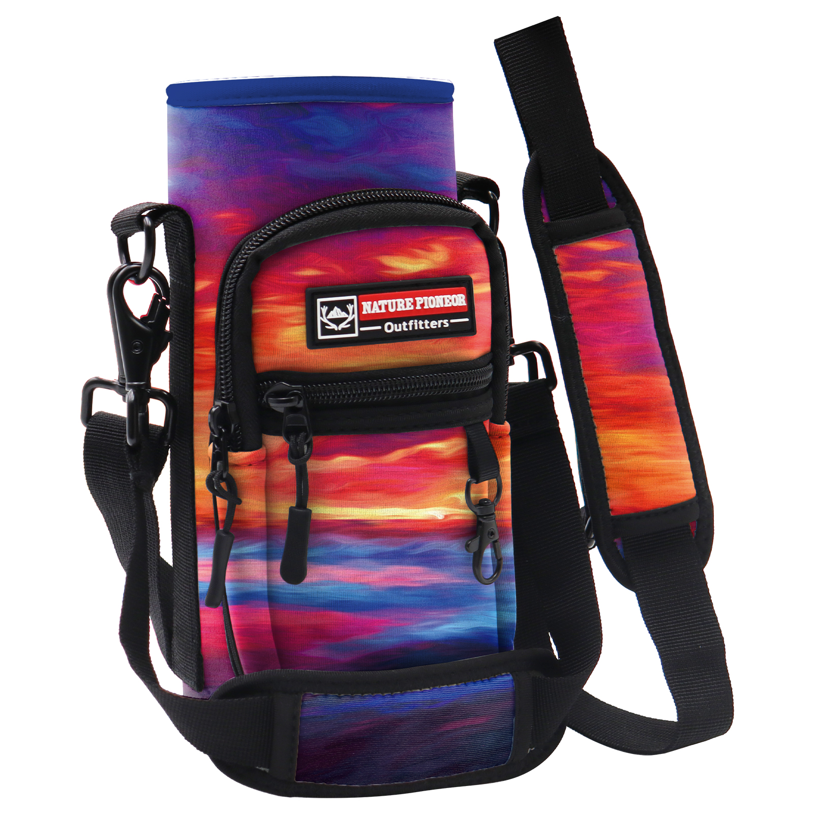NATURE PIONEOR Water Bottle Carrier with Strap - 25/32/40OZ Neoprene Water Bottle Sling Bag Sleeve Case with 2 Pockets