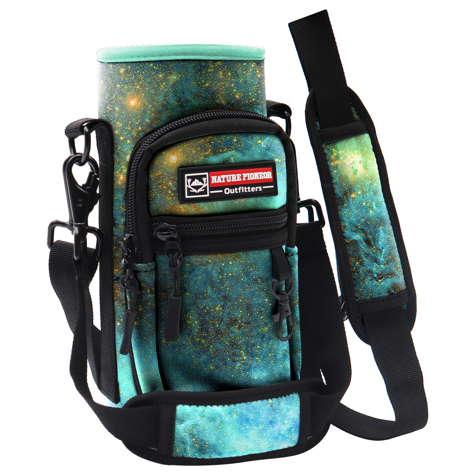 NATURE PIONEOR Water Bottle Carrier with Strap - 25/32/40OZ Neoprene Water Bottle Sling Bag Sleeve Case with 2 Pockets