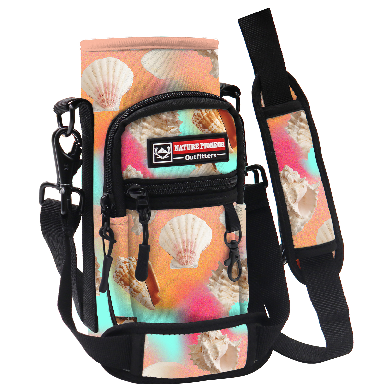 NATURE PIONEOR Water Bottle Carrier with Strap - 25/32/40OZ Neoprene Water Bottle Sling Bag Sleeve Case with 2 Pockets