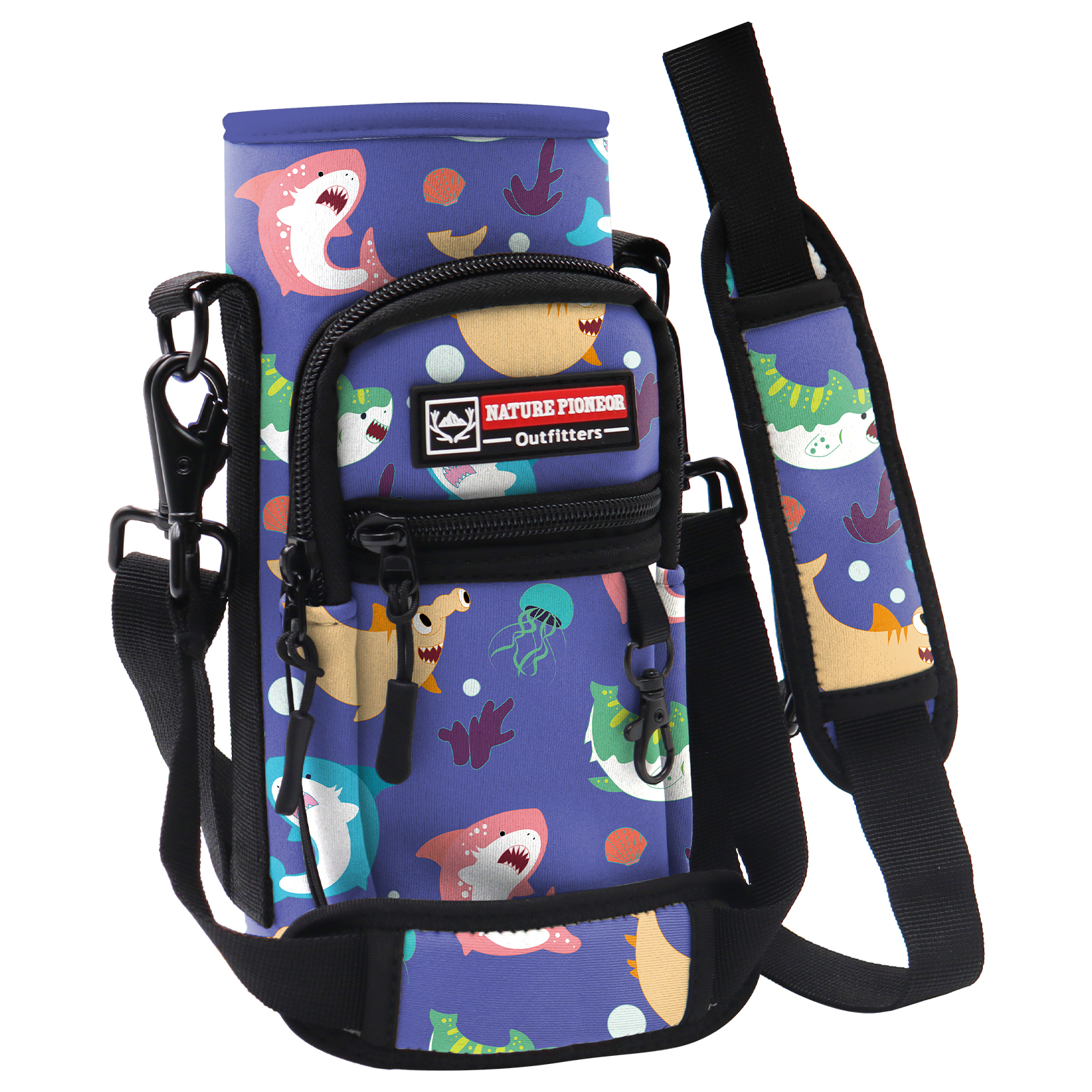 NATURE PIONEOR Water Bottle Carrier with Strap - 25/32/40OZ Neoprene Water Bottle Sling Bag Sleeve Case with 2 Pockets