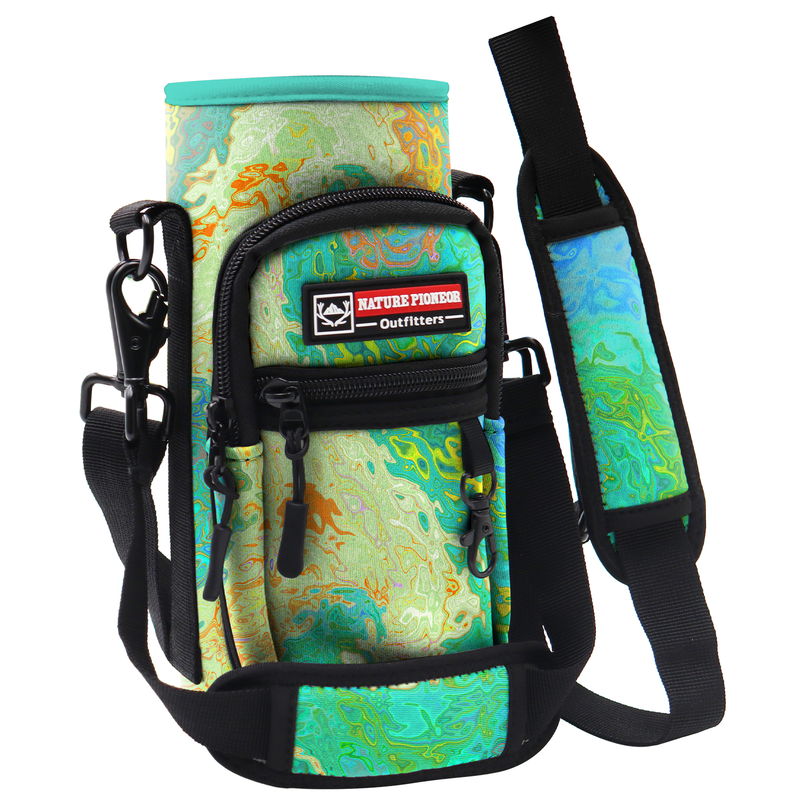 NATURE PIONEOR Water Bottle Carrier with Strap - 25/32/40OZ Neoprene Water Bottle Sling Bag Sleeve Case with 2 Pockets