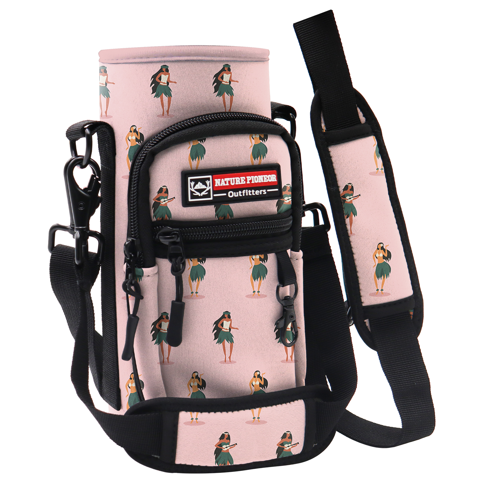 NATURE PIONEOR Water Bottle Carrier with Strap - 25/32/40OZ Neoprene Water Bottle Sling Bag Sleeve Case with 2 Pockets