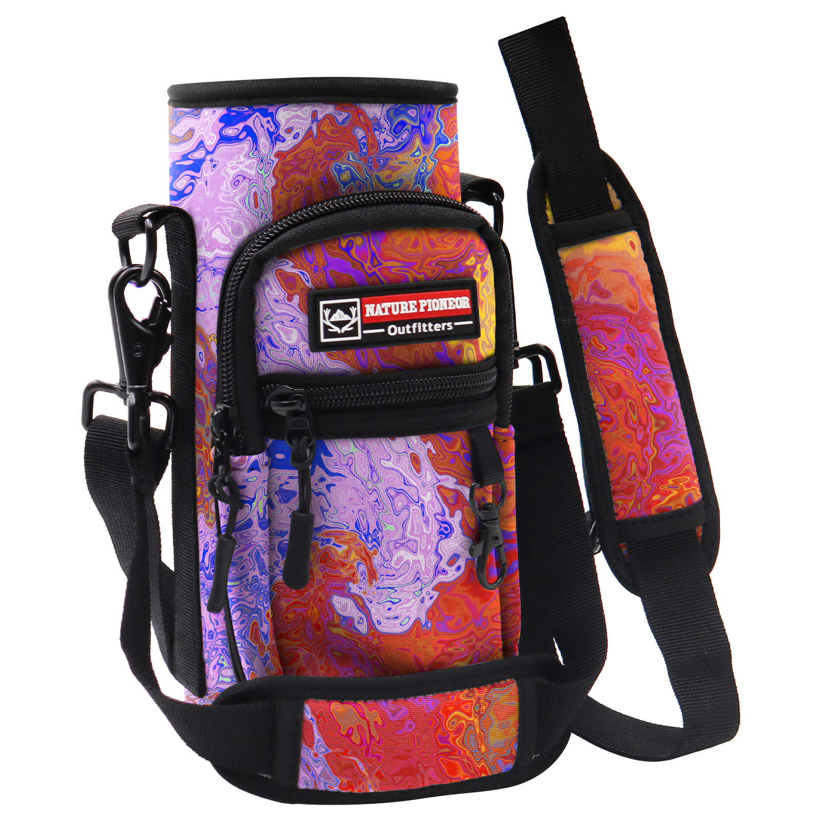 NATURE PIONEOR Water Bottle Carrier with Strap - 25/32/40OZ Neoprene Water Bottle Sling Bag Sleeve Case with 2 Pockets