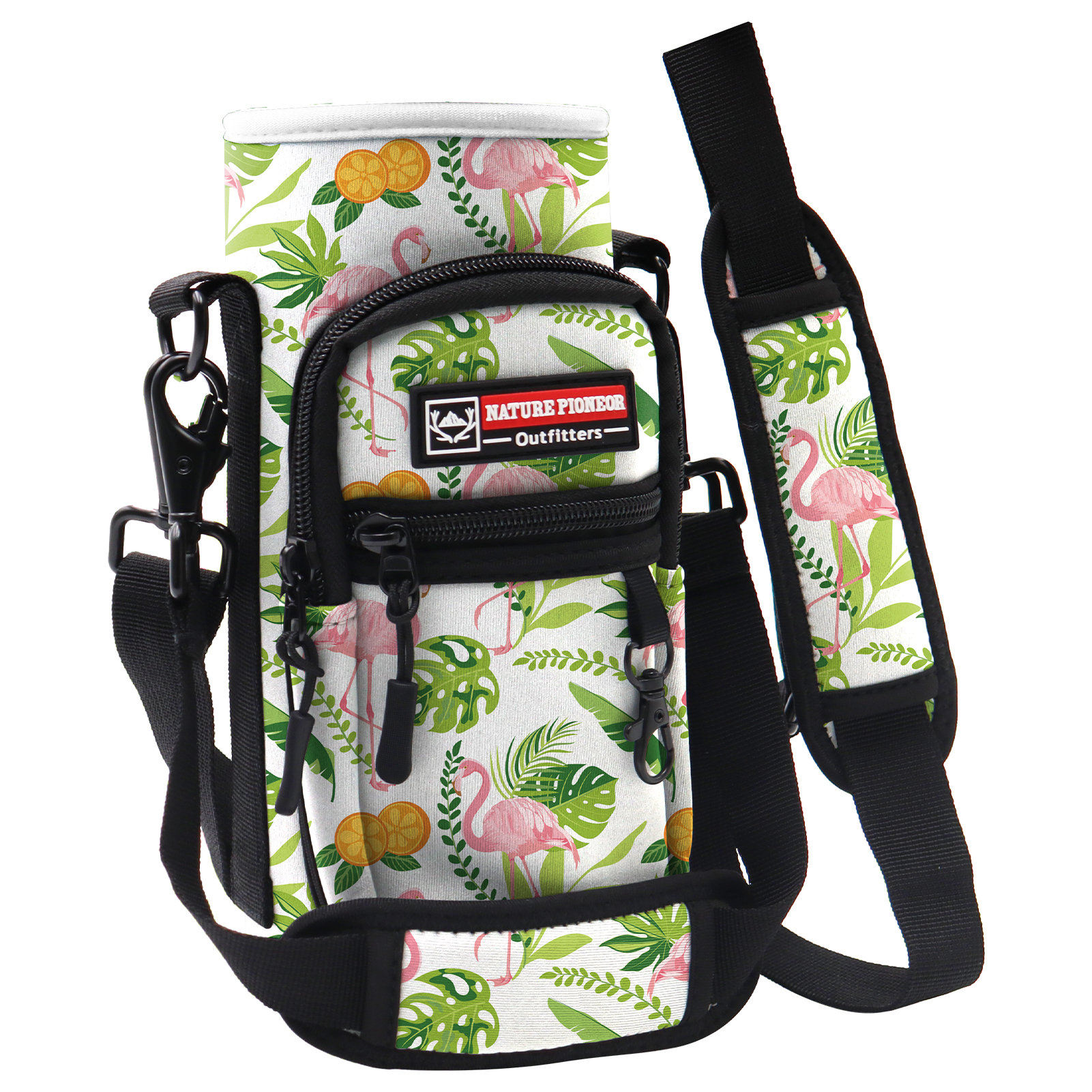 NATURE PIONEOR Water Bottle Carrier with Strap - 25/32/40OZ Neoprene Water Bottle Sling Bag Sleeve Case with 2 Pockets