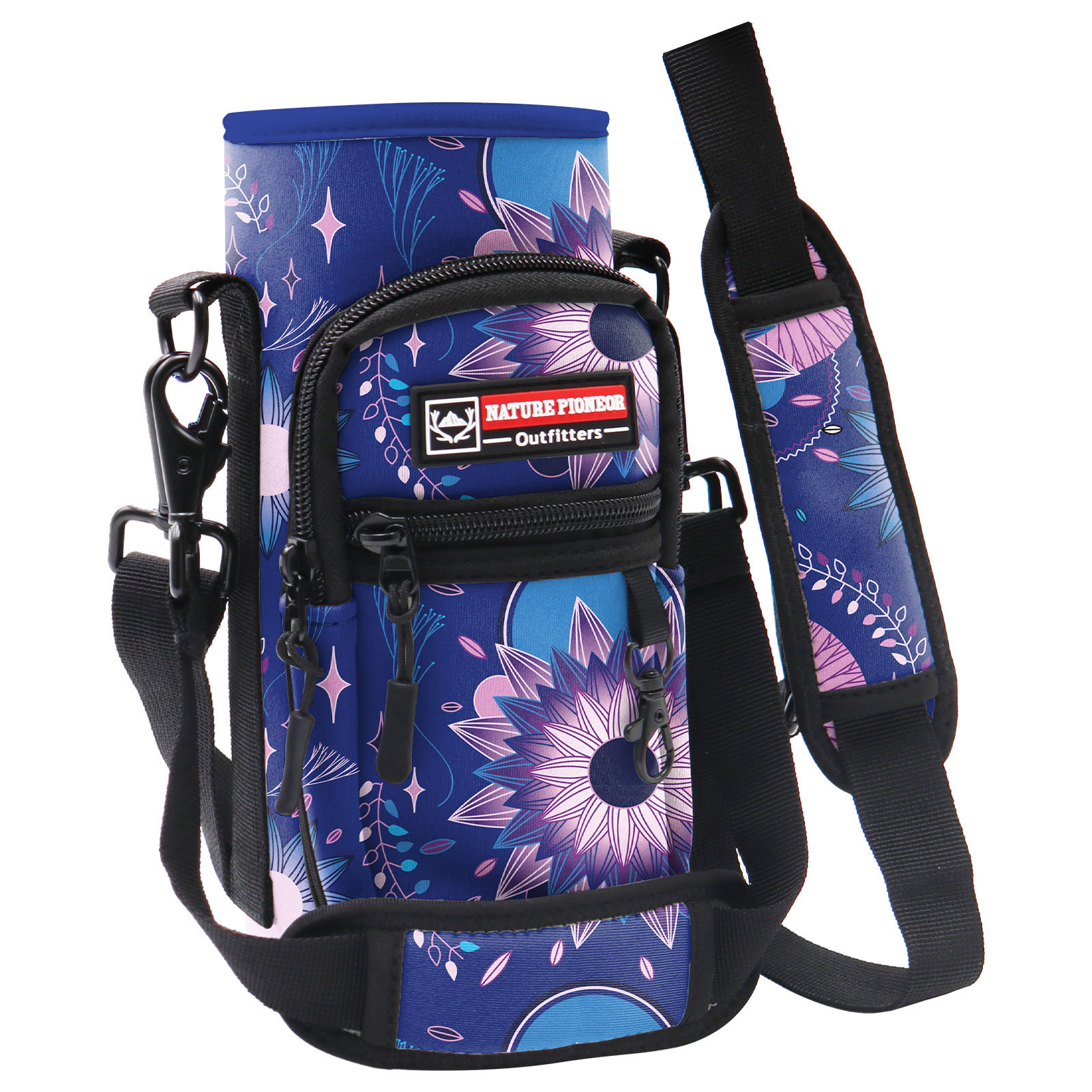 NATURE PIONEOR Water Bottle Carrier with Strap - 25/32/40OZ Neoprene Water Bottle Sling Bag Sleeve Case with 2 Pockets