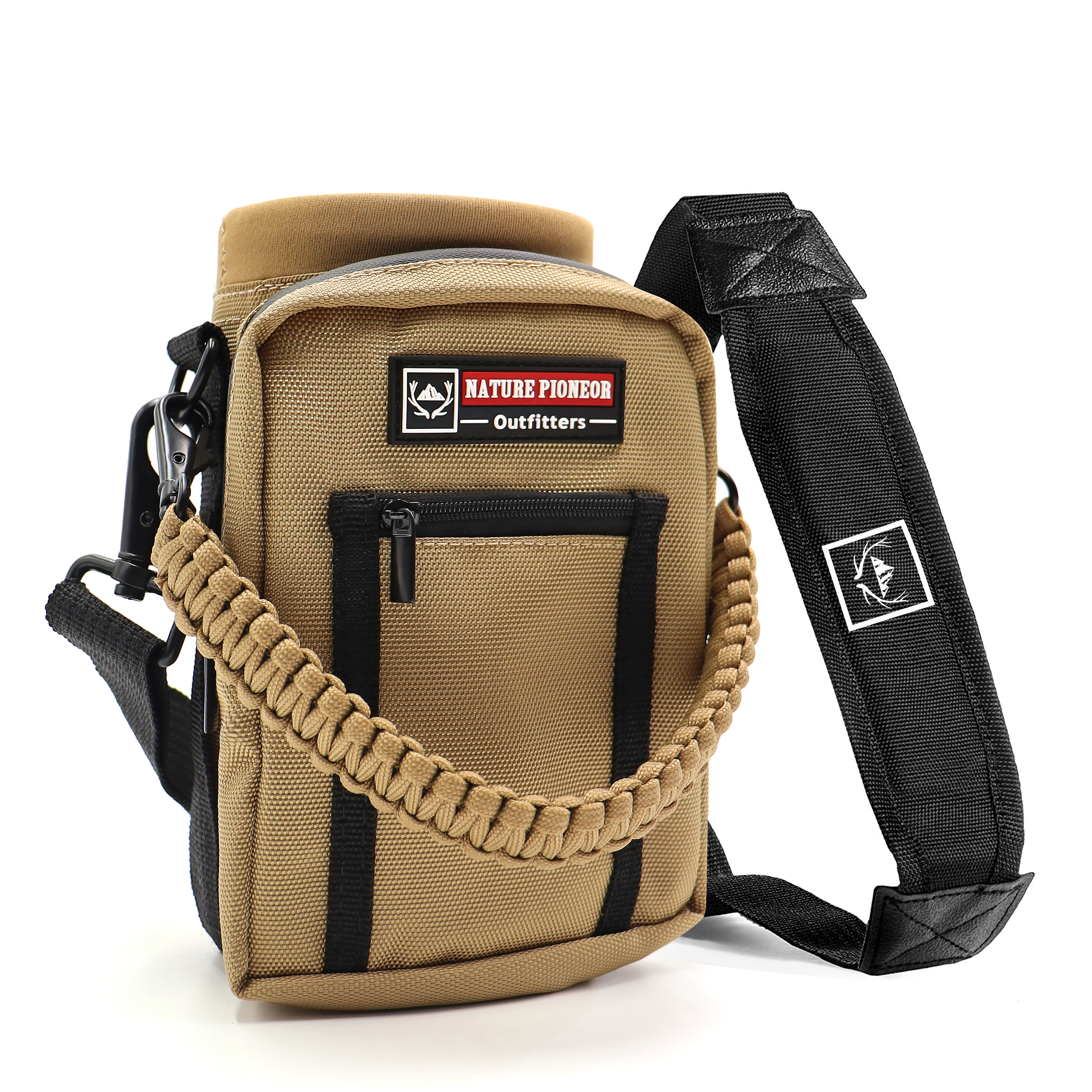 NATURE PIONEOR Neoprene Insulated Water Bottle Holder with Shoulder Strap for 25/32/40OZ Sports Water Bottles, Carrier/Pouch Sleeve for Camping, Hiking, Fishing and Travel