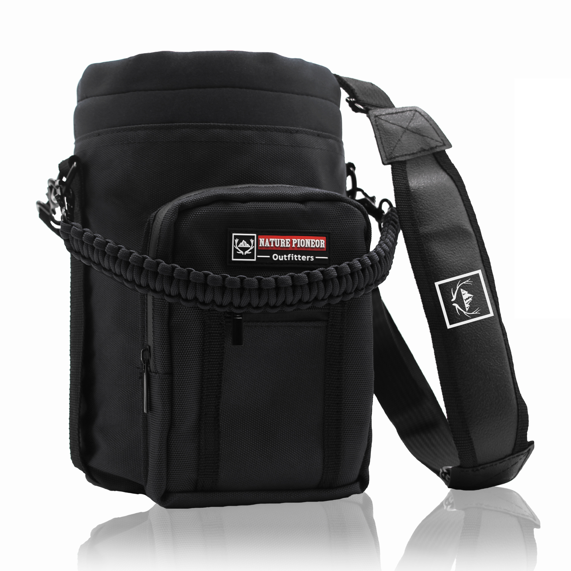 NATURE PIONEOR Insulated Water Bottle Holder with Shoulder Strap for Half Gallon 64OZ / One Gallon 128OZ Sports Water Jugs Bottles, Carrier/Pouch Sleeve for Outdoor Camping, Hiking, Fishing