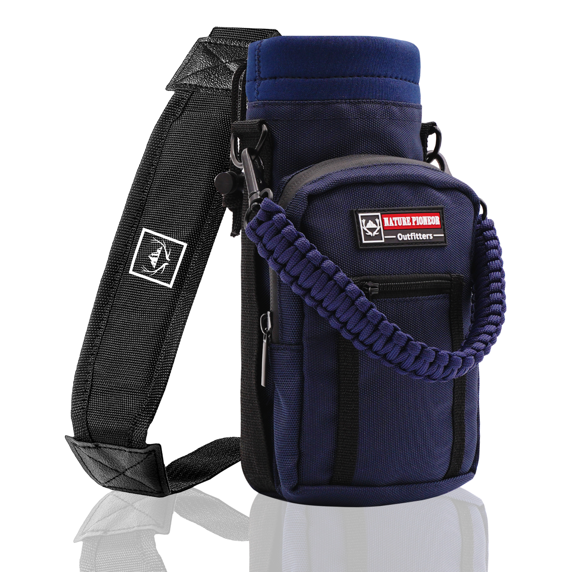 NATURE PIONEOR Neoprene Insulated Water Bottle Holder with Shoulder Strap for 25OZ Sports Water Bottles, Carrier/Pouch Sleeve for Camping, Hiking, Fishing and Travel