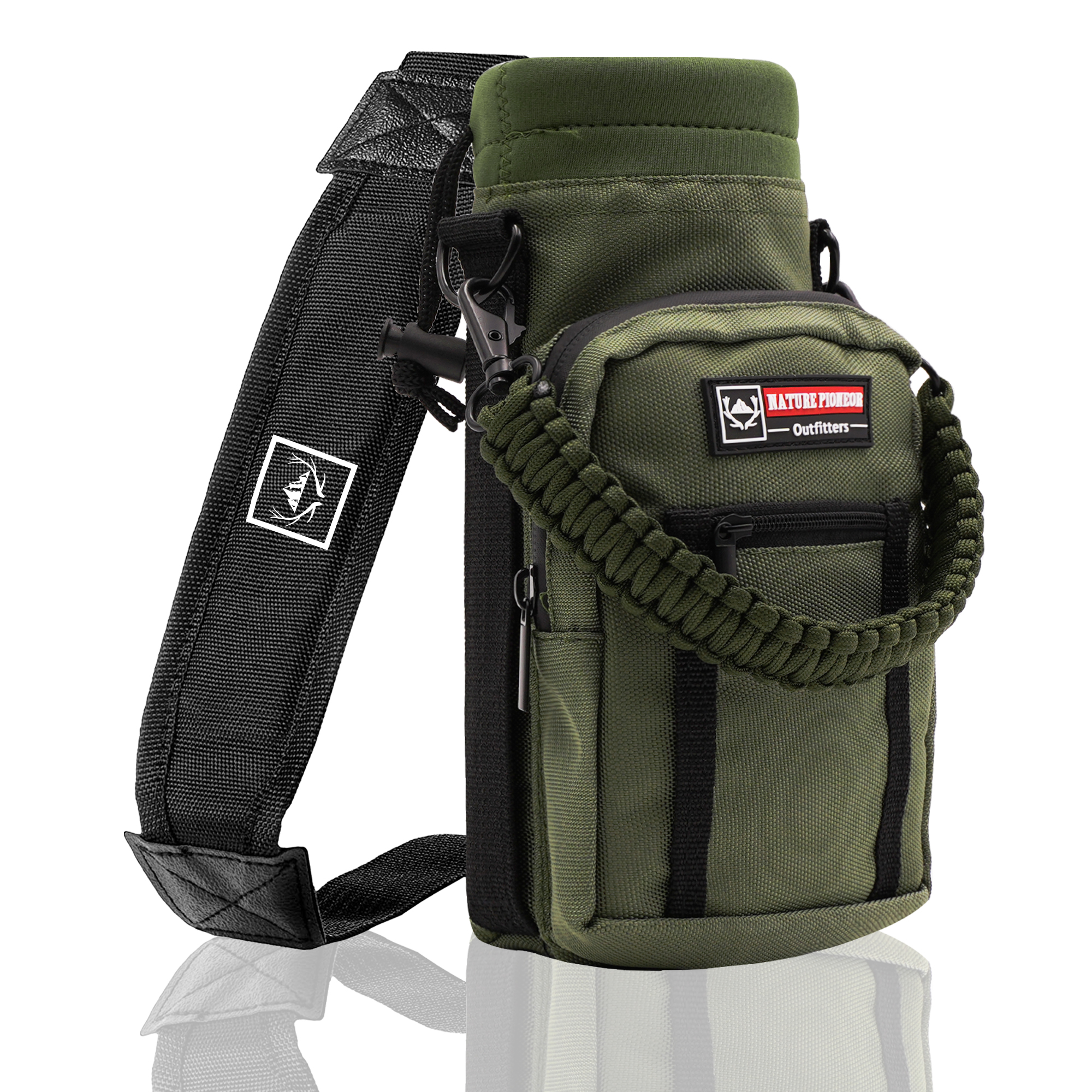 NATURE PIONEOR Neoprene Insulated Water Bottle Holder with Shoulder Strap for 25OZ Sports Water Bottles, Carrier/Pouch Sleeve for Camping, Hiking, Fishing and Travel