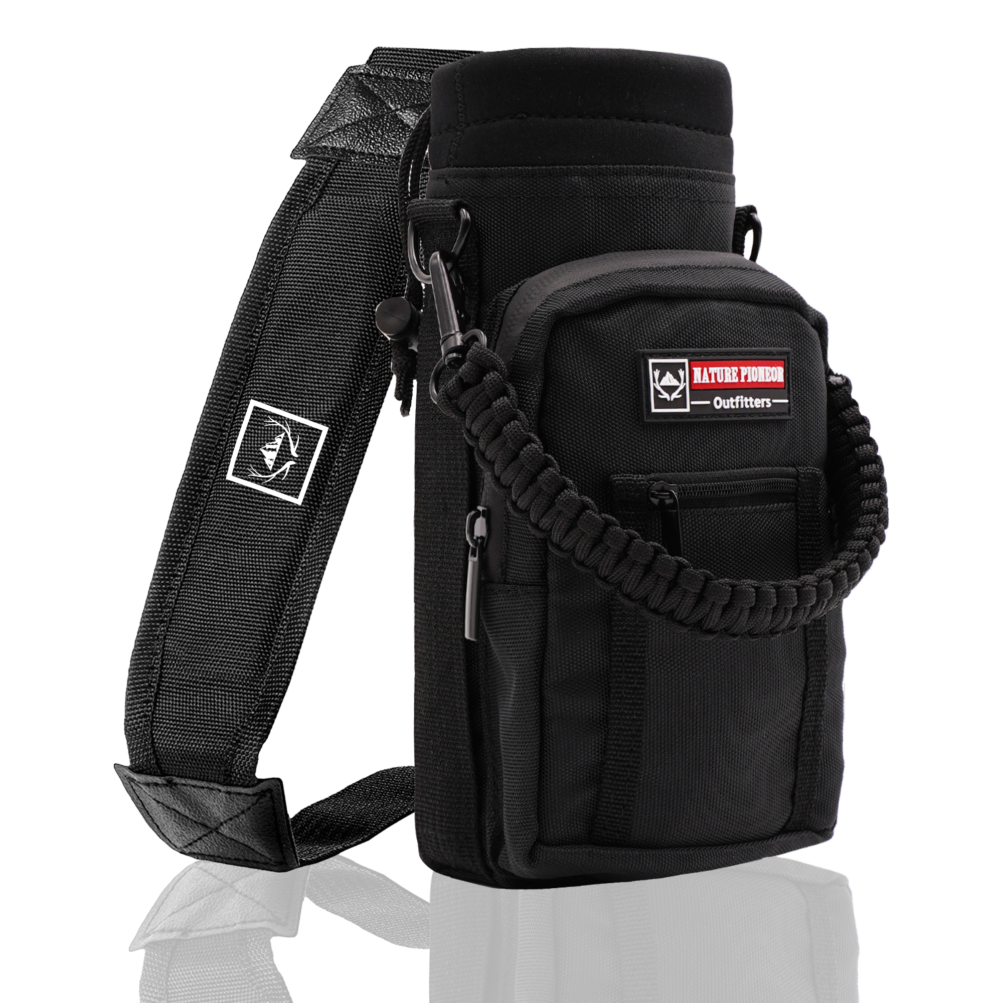 NATURE PIONEOR Neoprene Insulated Water Bottle Holder with Shoulder Strap for 25OZ Sports Water Bottles, Carrier/Pouch Sleeve for Camping, Hiking, Fishing and Travel