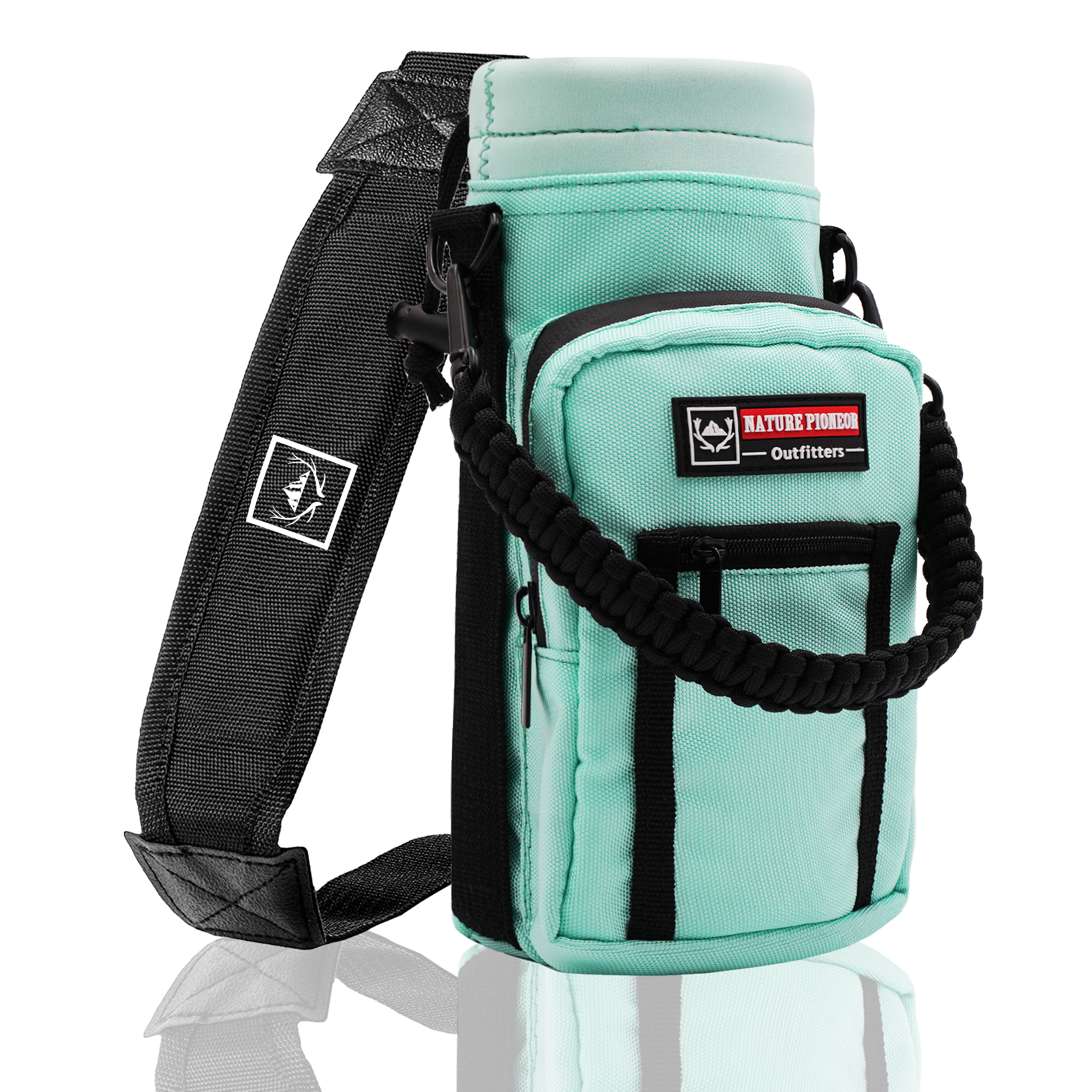 NATURE PIONEOR Neoprene Insulated Water Bottle Holder with Shoulder Strap for 25OZ Sports Water Bottles, Carrier/Pouch Sleeve for Camping, Hiking, Fishing and Travel