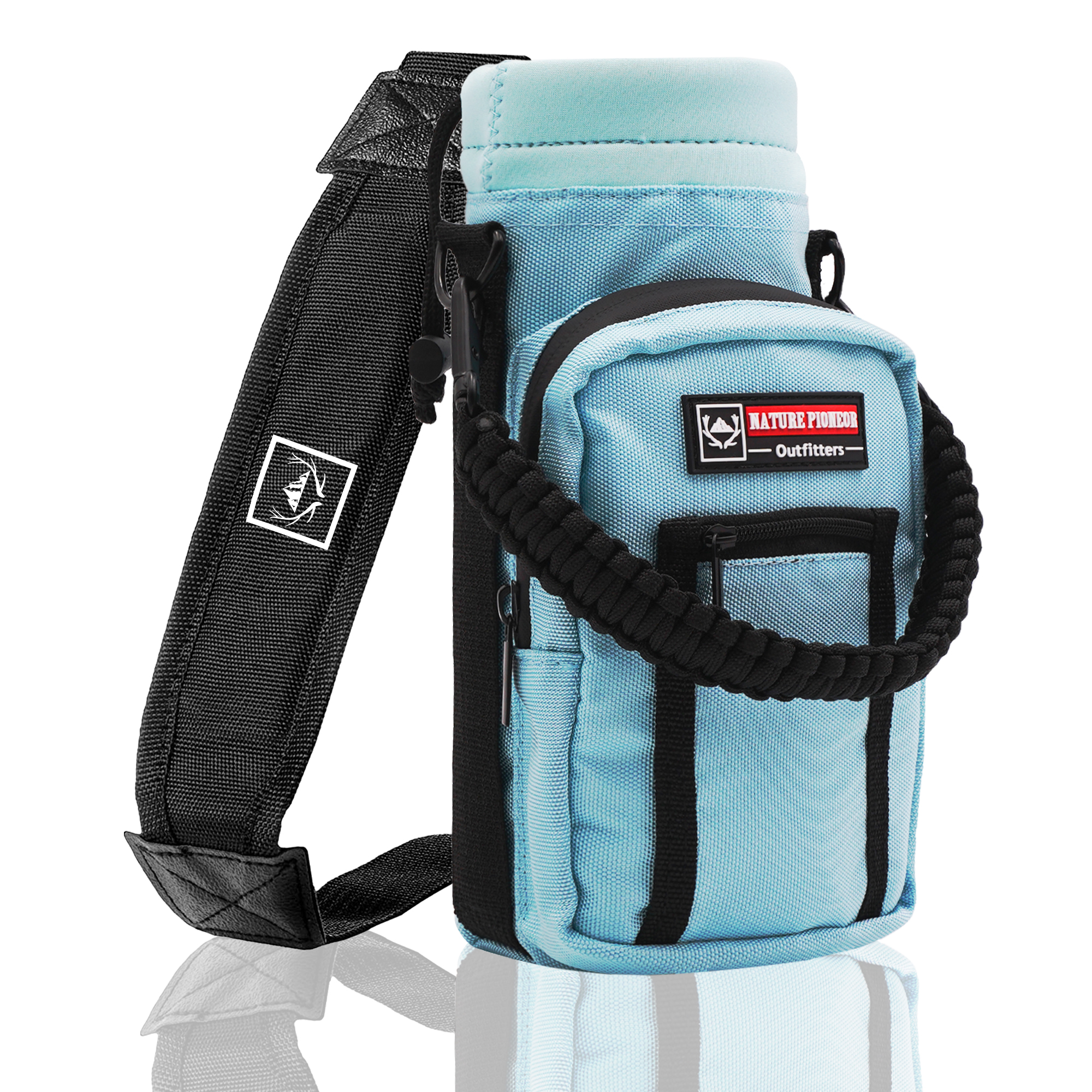 NATURE PIONEOR Neoprene Insulated Water Bottle Holder with Shoulder Strap for 25OZ Sports Water Bottles, Carrier/Pouch Sleeve for Camping, Hiking, Fishing and Travel