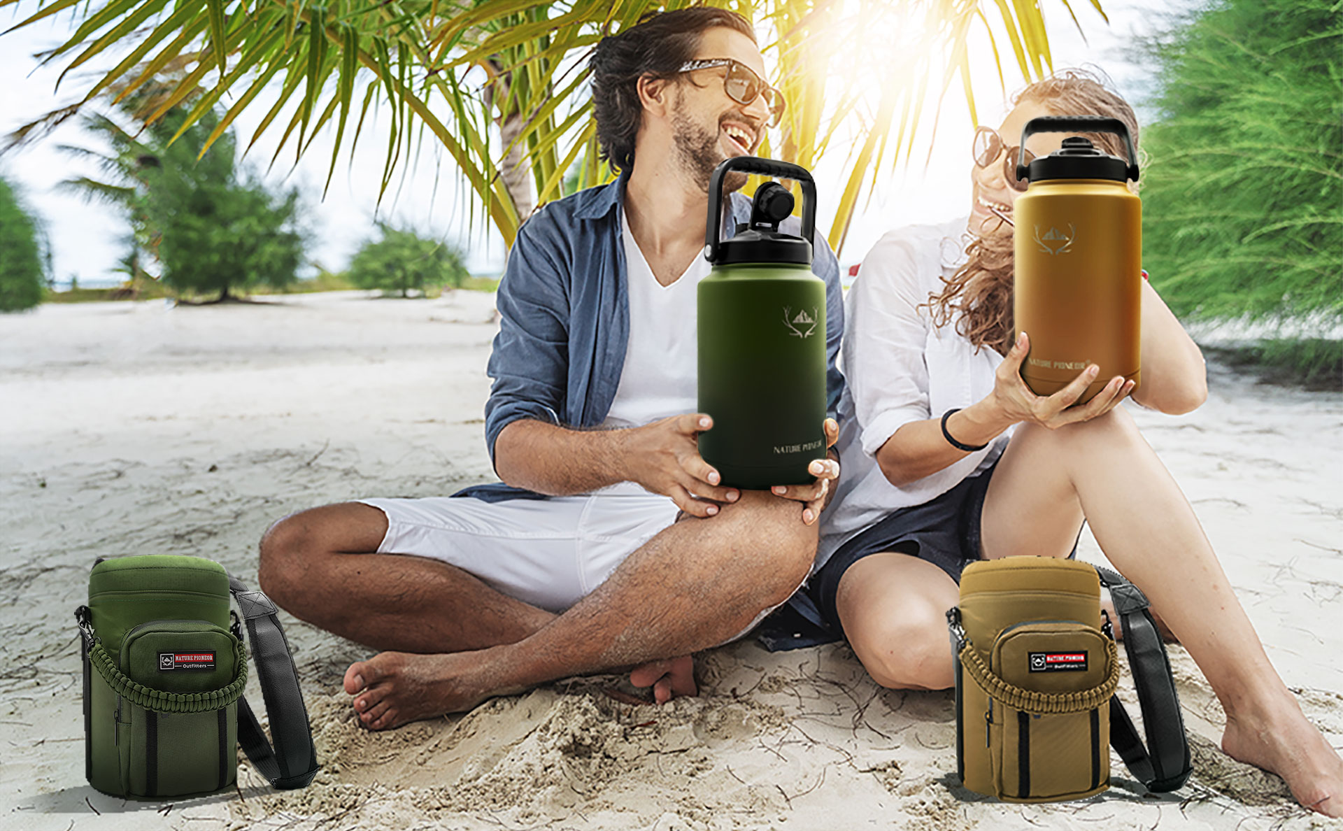 NATURE PIONEOR 128 oz Vacuum Insulated Water Bottle Set 2