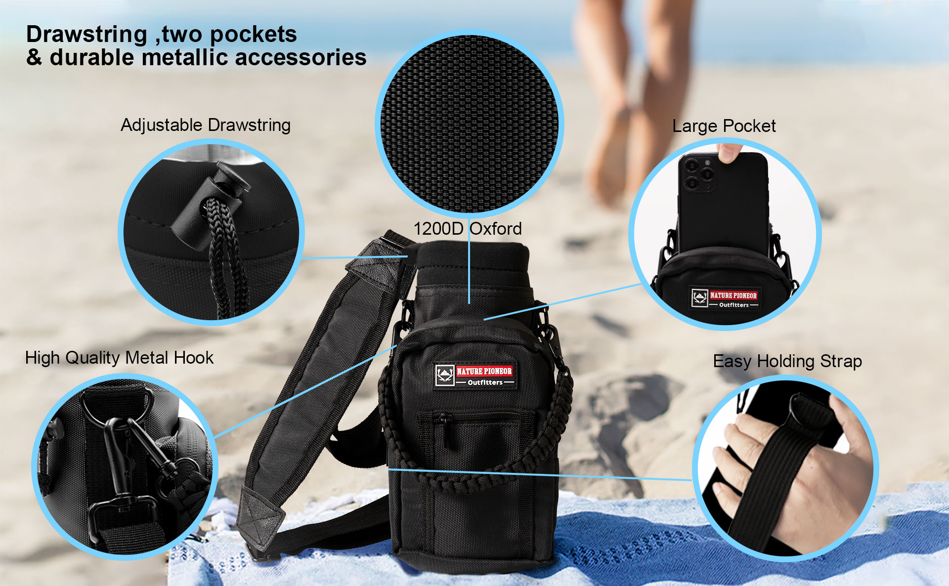 Insulated Water Bottle Holder with Shoulder Strap for 25OZ 3