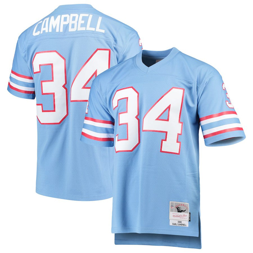 Mitchell & Ness Earl Campbell Houston Oilers 1980 Authentic Throwback Retired Player Jersey | Light Blue | Size Large