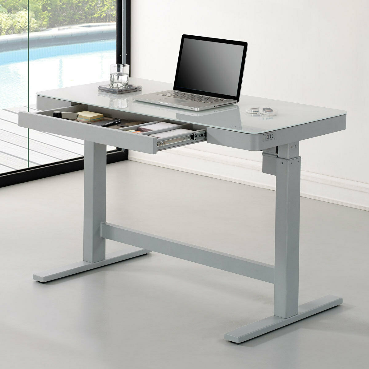 Image 01 - Tresanti Power Adjustable Height White Tech Desk