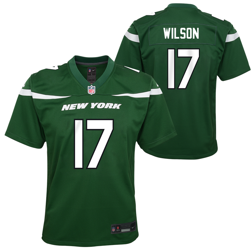 Youth Garrett Wilson New York Jets Green Game Replica Jersey