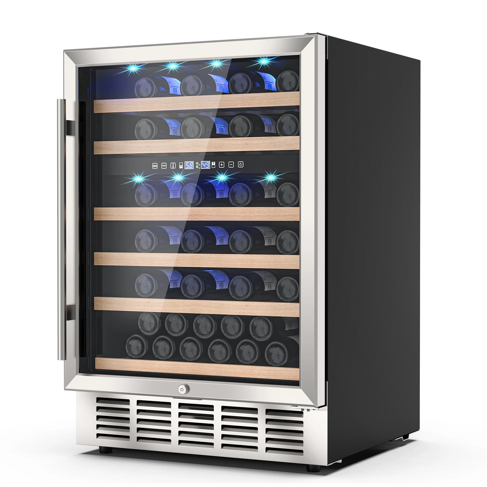Mojgar 24 Inch  Wine Cooler Refrigerator (Dual Zone & Silver Door)