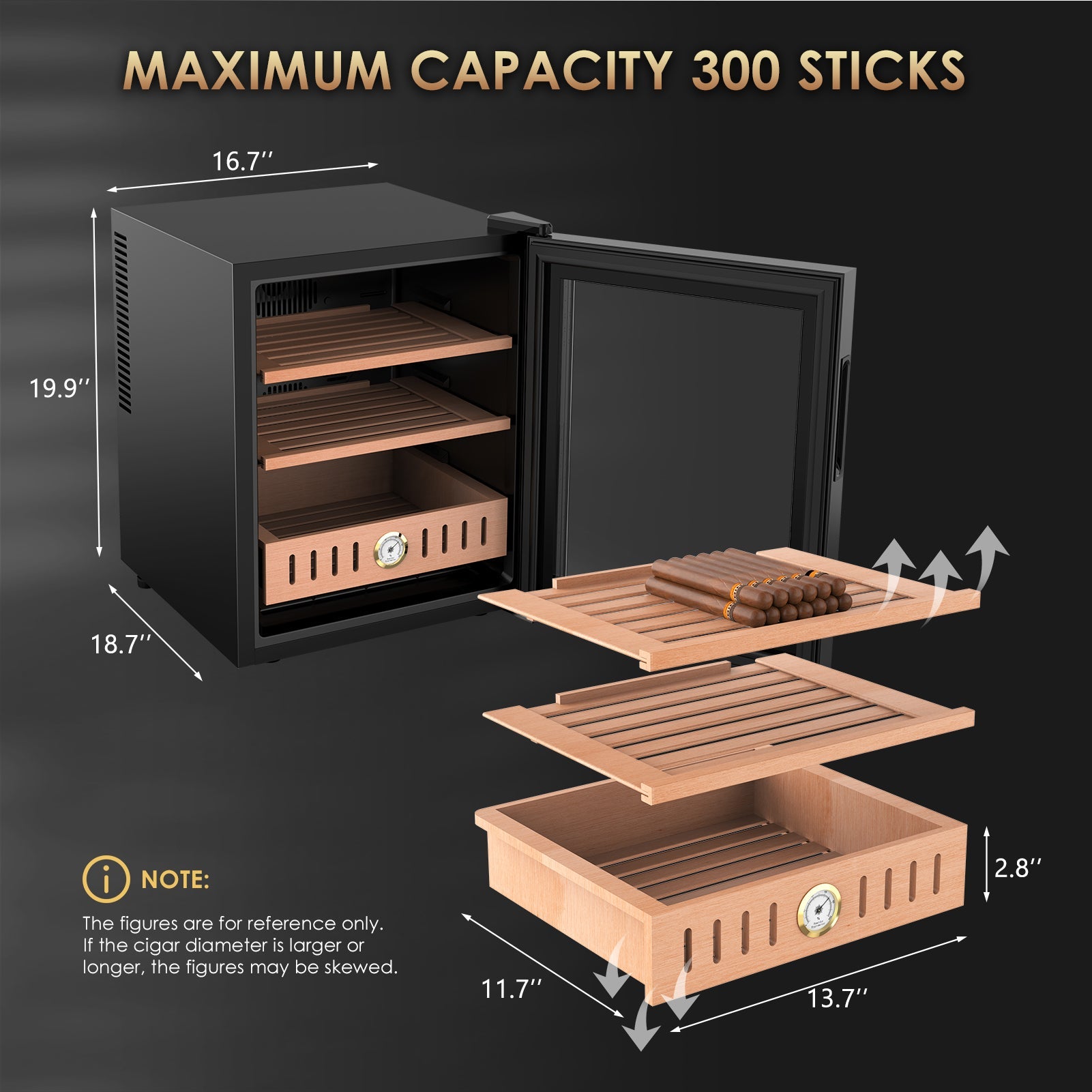 LJJ Humidor Sigari, Umidificatore per Sigari, Desktop Sigaro Humidor  Glasstop Temperato con Igrometro Anteriore e Umidificatore, Cedro,Rosewood  : : Salute e cura della persona