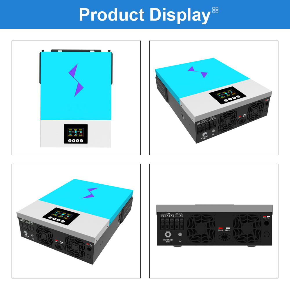 Daxtromn Hybrid Solar Inverter 3600W 2 AC Out Put 24v Battery 120A DC 6000w PV Input 120VDC-450VDC Input