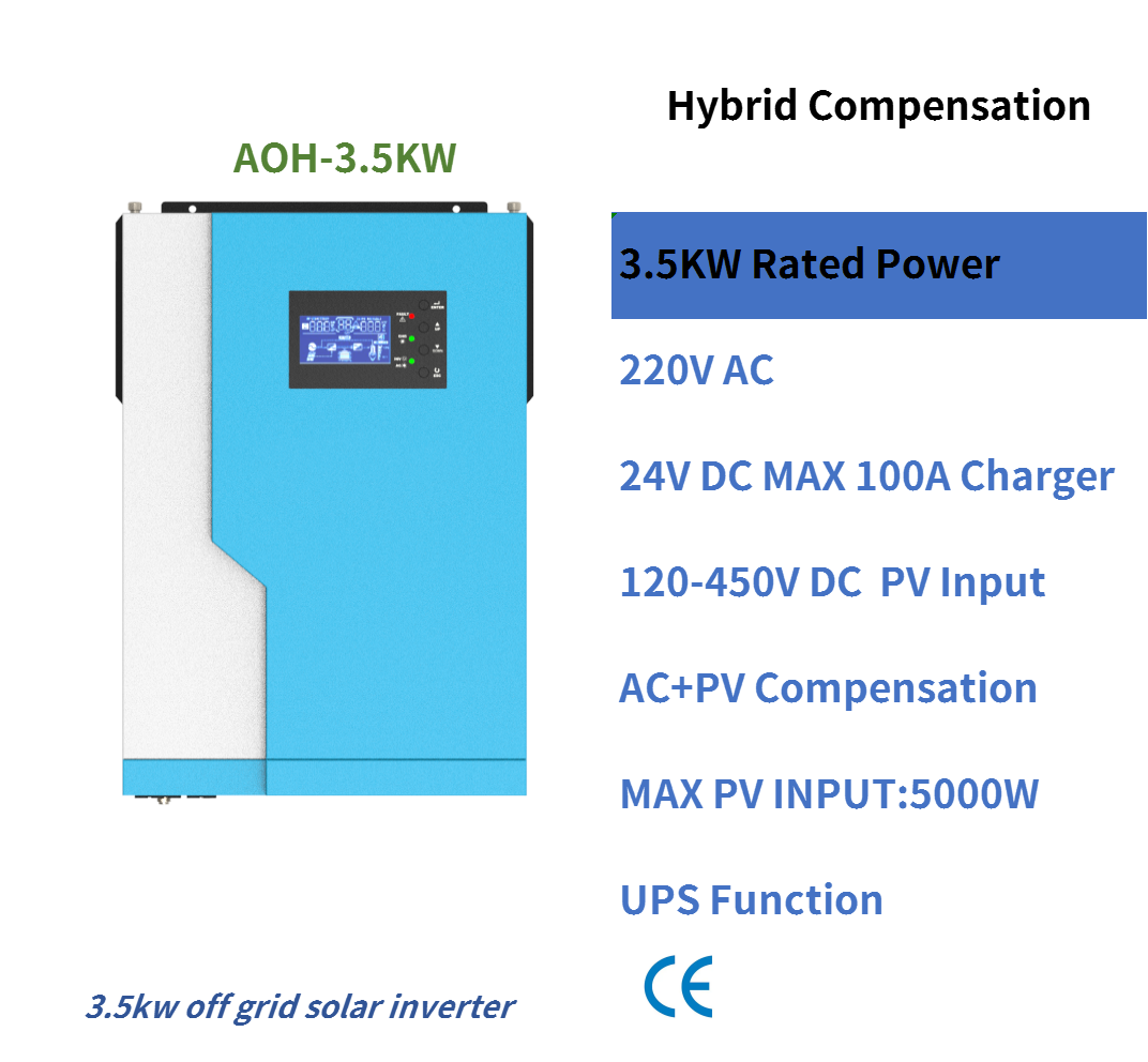 Daxtromn 3.5KW Solar grid backup Inverter 24V100A Solar Hybrid Inverter 3500W 220V Hybrid Inverter Pure Sine  Inverter
