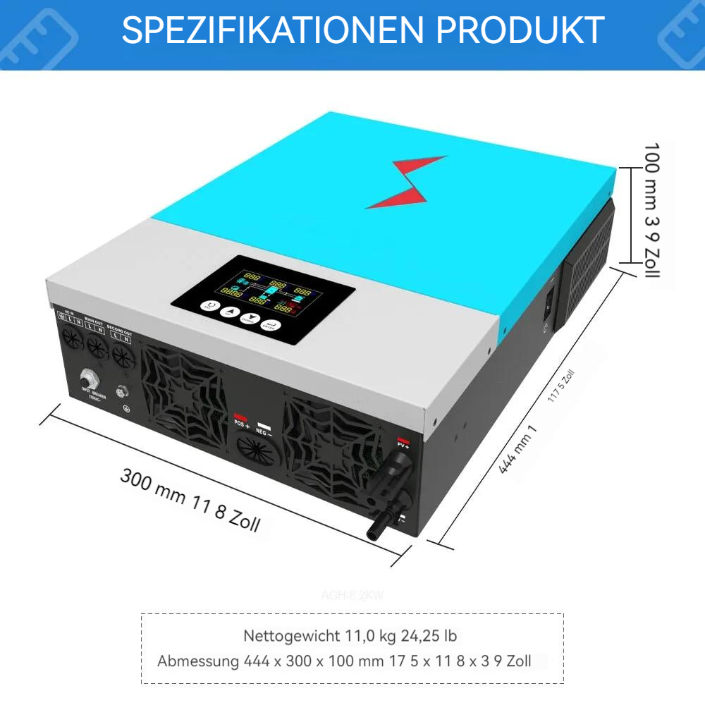 6.2 KW Hybrid Solar Inverter Reine Sinus welle 220V AC Ausgangs leistung 48VDC Input 120A MPPT Solar Charger Controller 6200W Europäische Union Schnell schiff