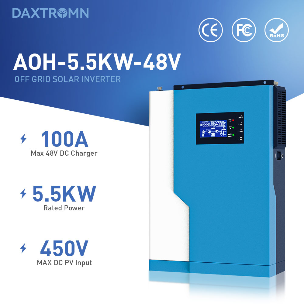 Daxtromn 5500W Hybrid Compensation Soalr Inverter MPPT 100A 450VDC PV Input 220VAC 48VDC  Hybrid Inverter  Solar Inversor
