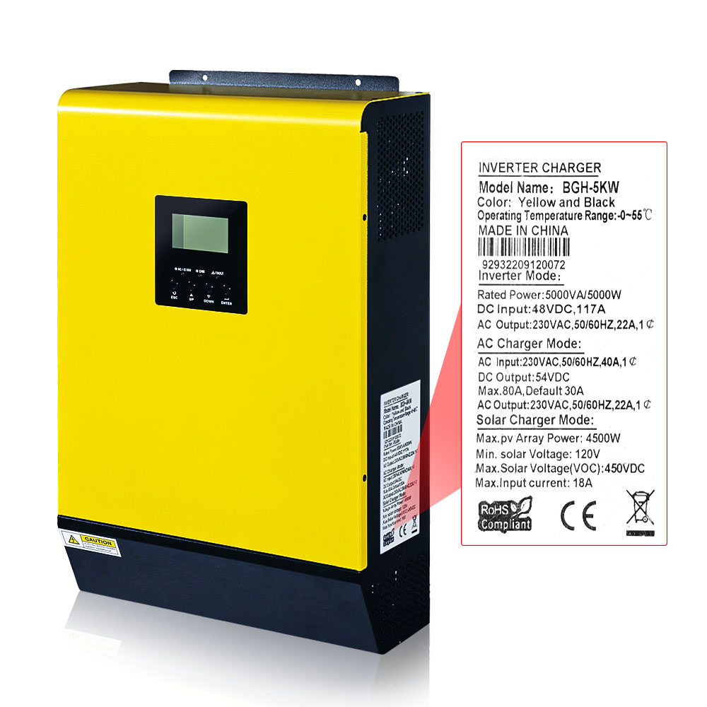 MPPT Hybrid Solar Inverter 5KW 48V 230V  450Vdc 5000w PV 80A Battery Charger build in Parallel kit RS232 Dry Contact Grid Tied