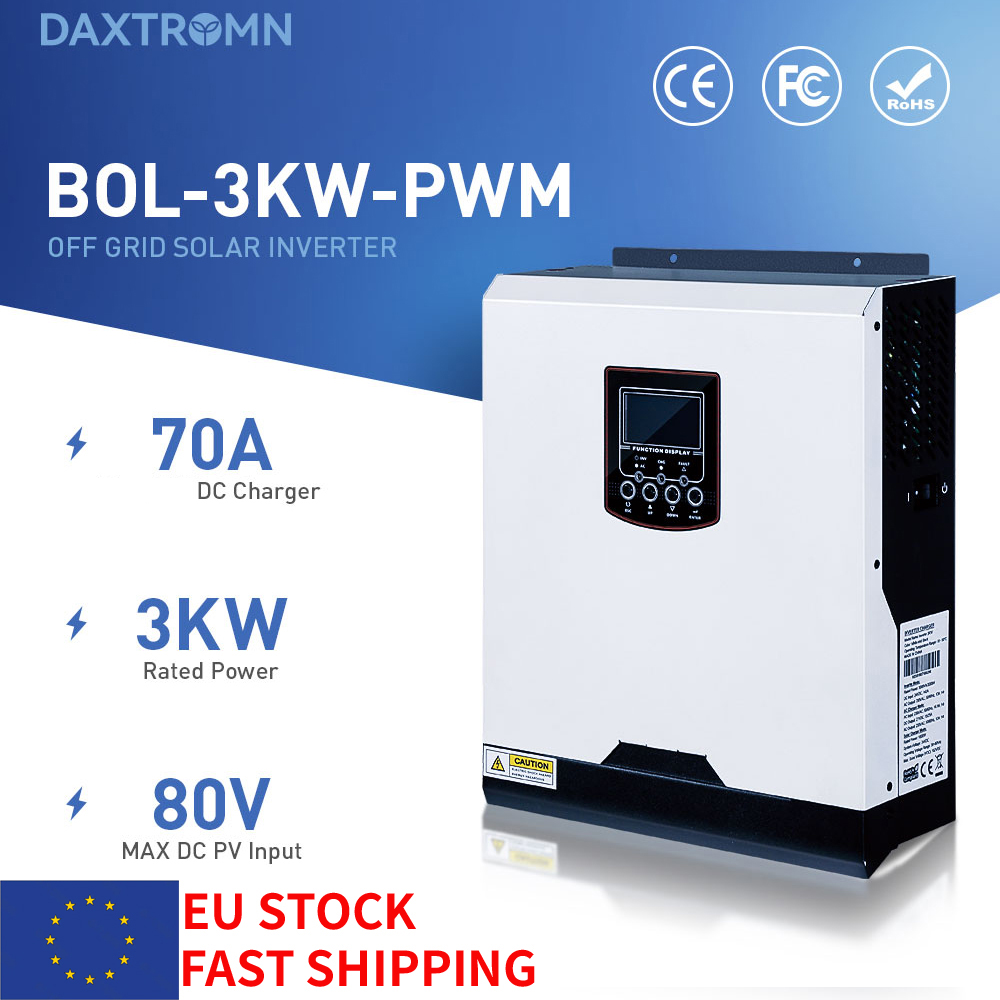 Special Offer Daxtromn 3kva/3kw 3000w Hybrid Solar Inverter Off Grid 220VAC Output 24VDC Input 70A PWM Solar Charger Controller Max 80V DC Input
