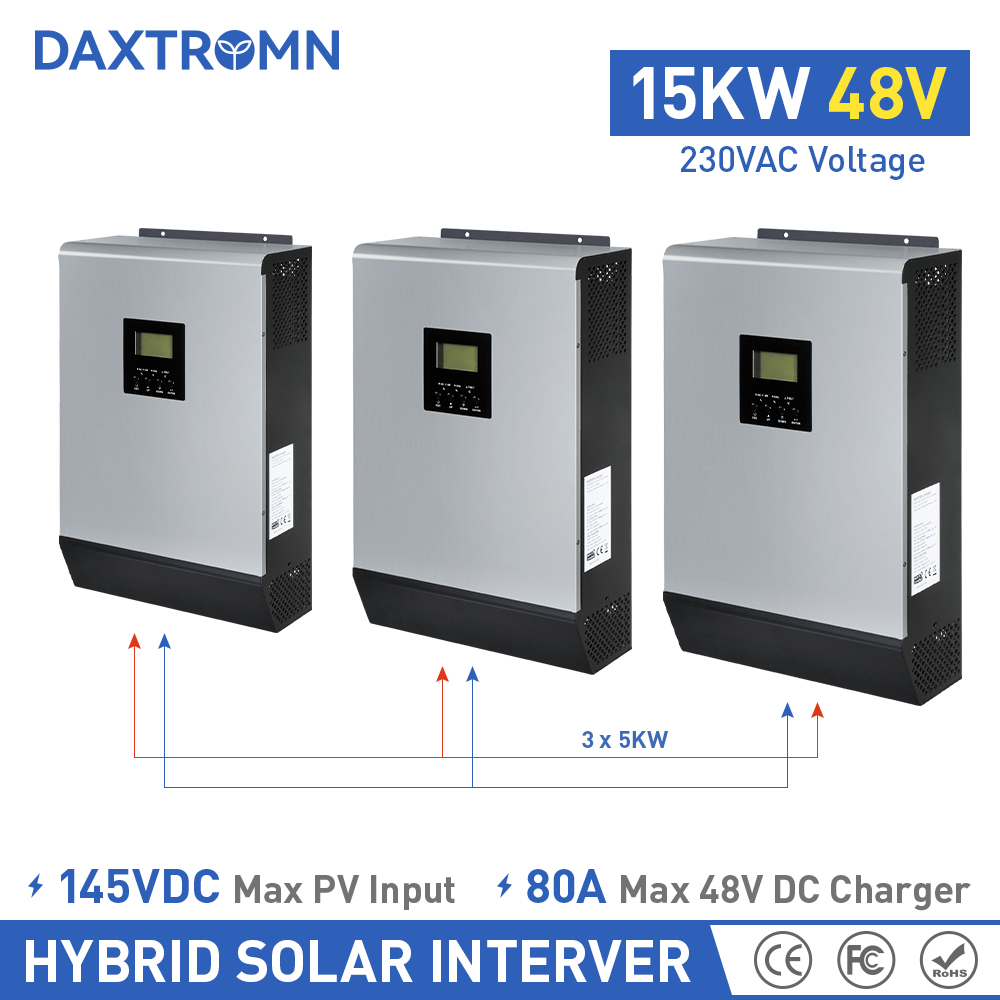 Daxtromn 15kW 15000w 1&3 Phase MPPT Build In Parallel inverter 80A Solar inverter solar charger mains as backup 48V  DC