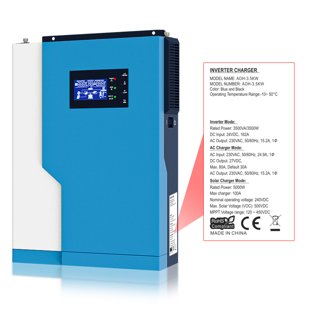 Daxtromn 3500W 24V Off Grid Hybrid Solar Inverter MPPT 100A 230V PV 120-500vdc 5000W With WIFI Monitor Can work even No battery