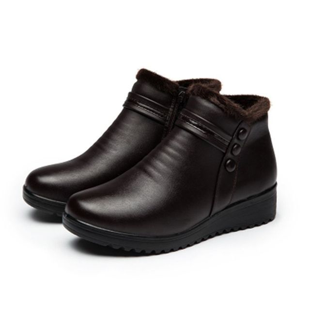 Orthopedic Snow Boots Women Leather Ankle Shoes