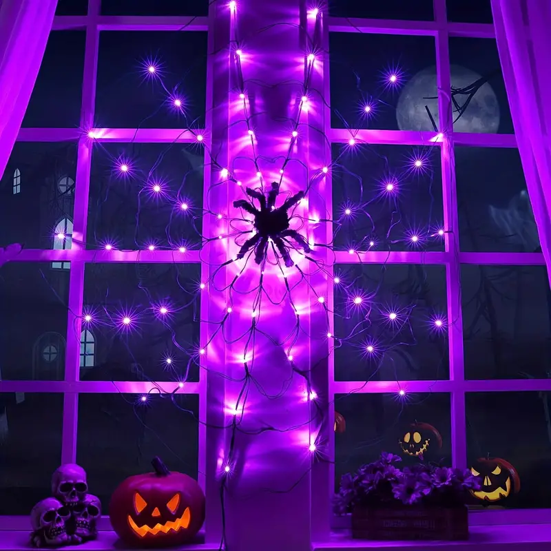  Halloween Spider🕷️ Web Lights💡