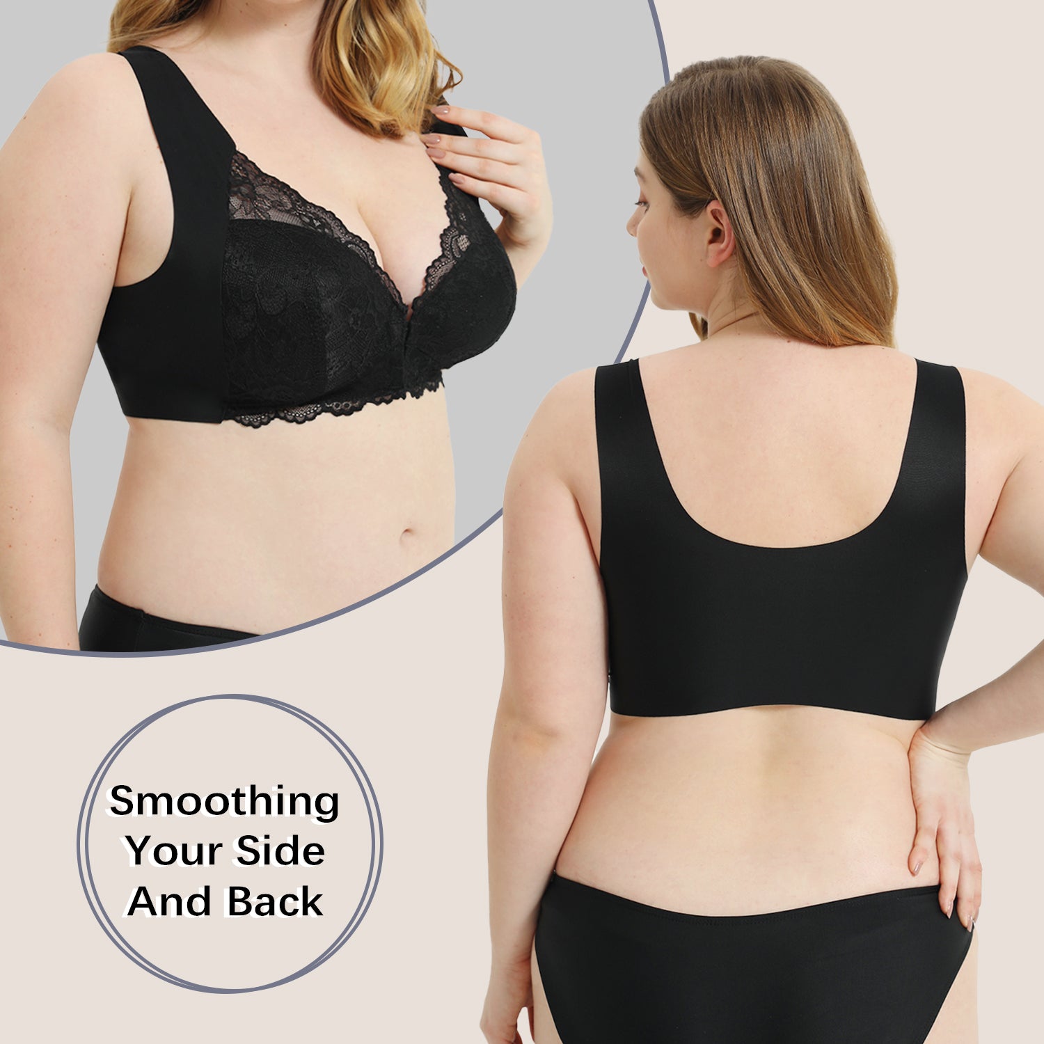 KXHB 【Look Smaller】 Lightweight Push-Up Armpit Fat Control Wireless Bra,Good  Coverage to Make Large Breasts Appear Smaller (Black,M) at  Women's  Clothing store