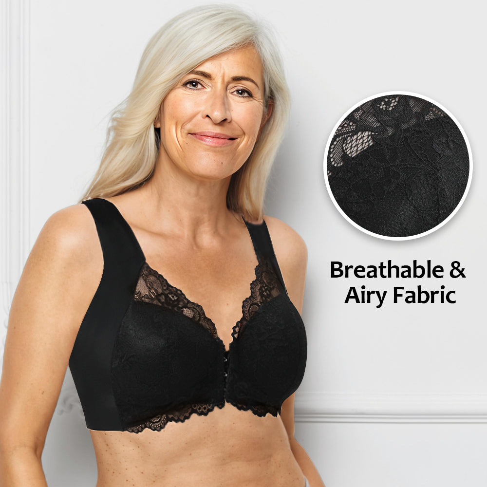 Lamious Front Closure Bra, Lily Zero Feel Lace Full Coverage Front Closure  Bra, Glamorette Snap Front Bra Older Women (Bean Paste, M) at  Women's  Clothing store