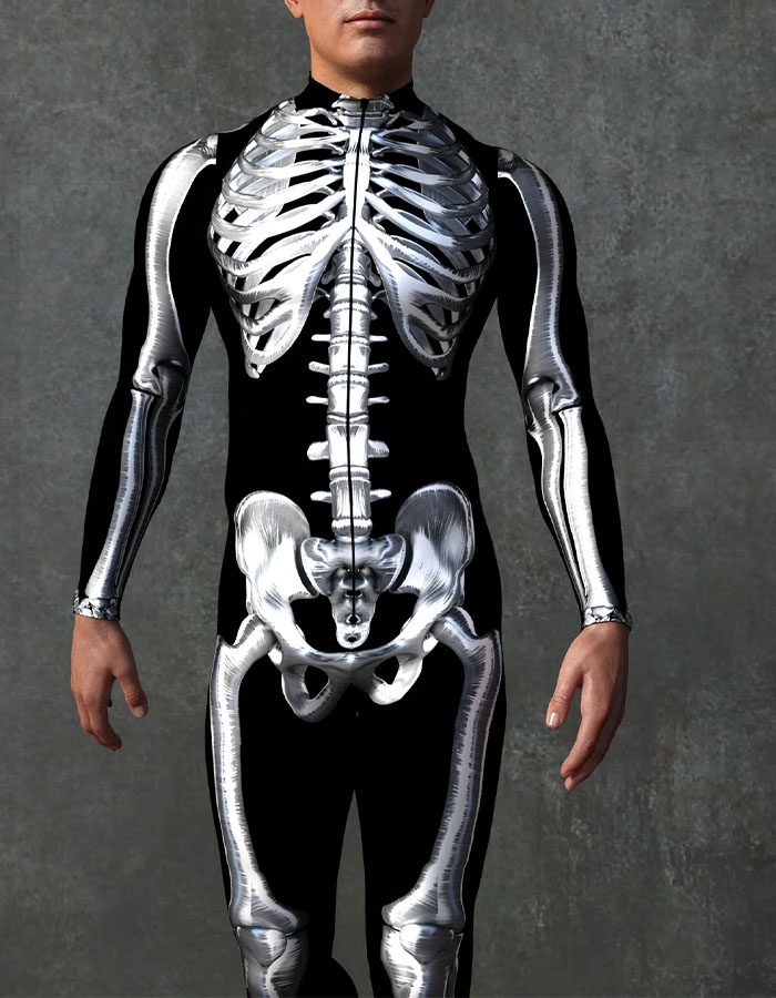 Silver Skeleton Male Costume
