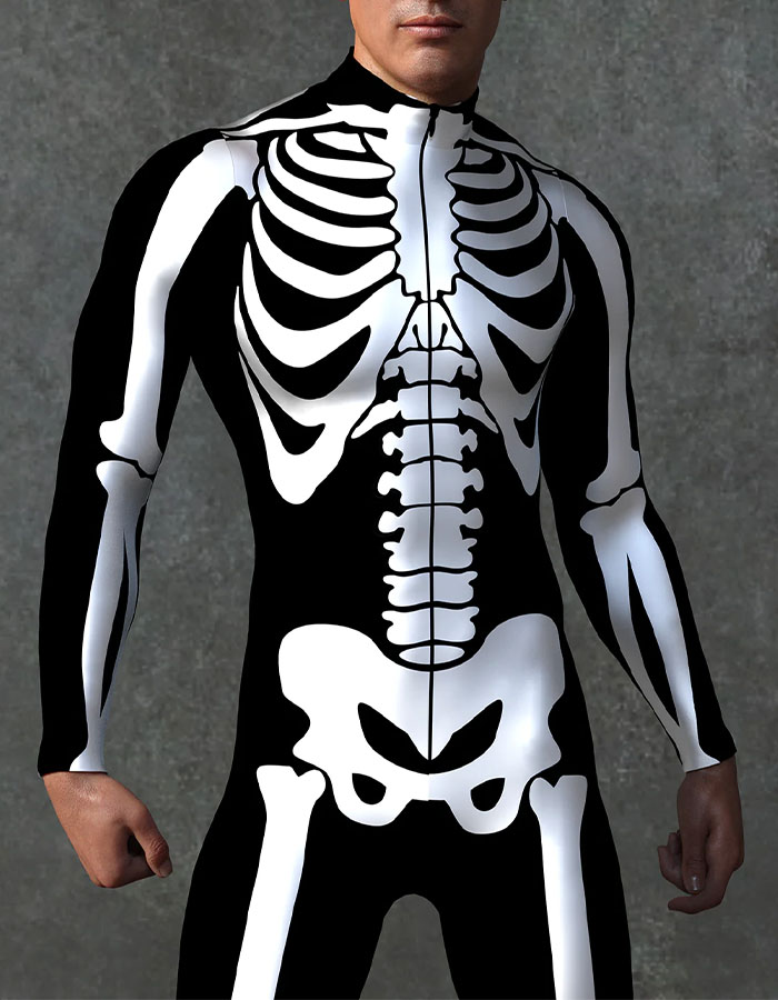 Milky White Skeleton Suit Male Costume