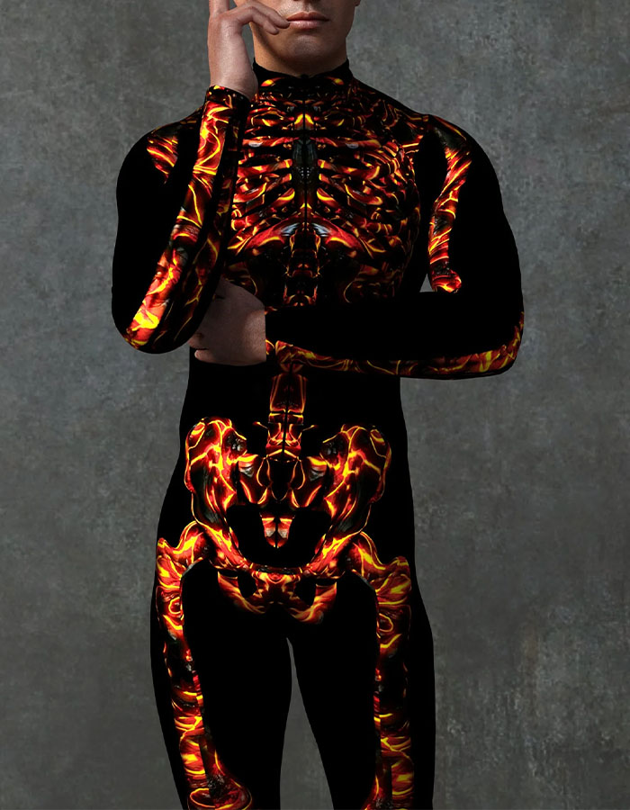 Flaming Skeleton Male Costume