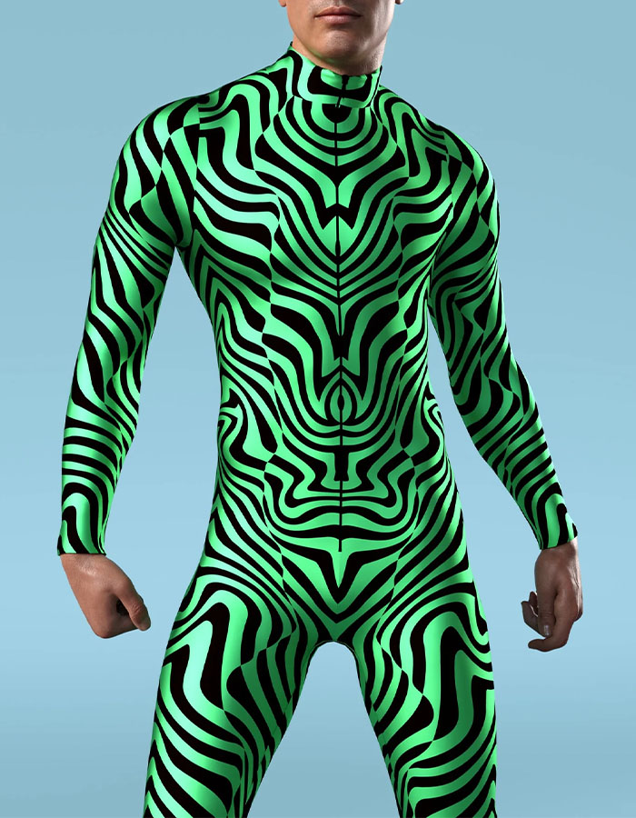 Green Zebra Print Male Costume