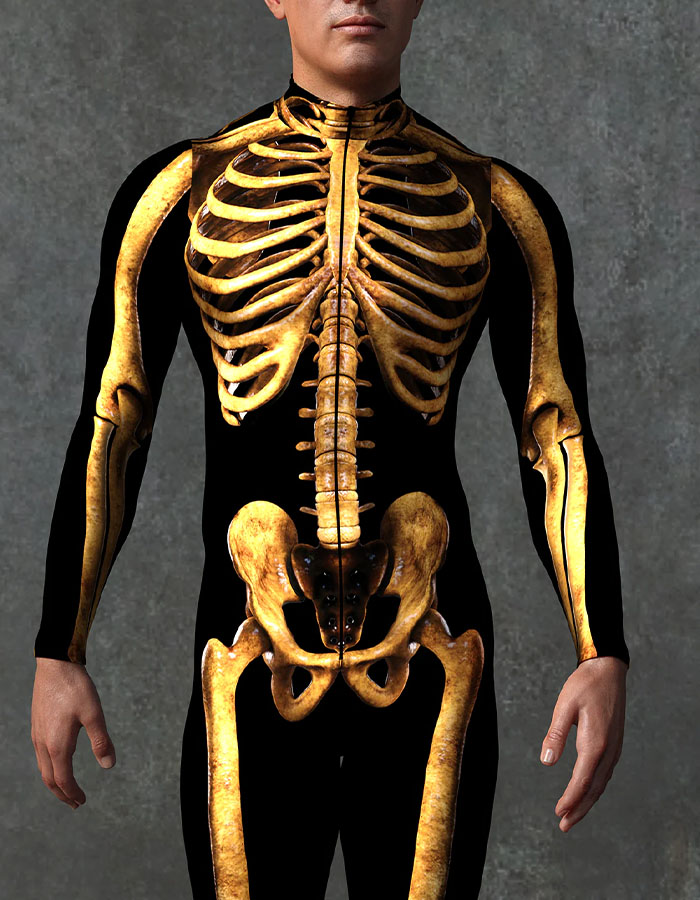 Yellow Skull and Bones Suit Male Costume