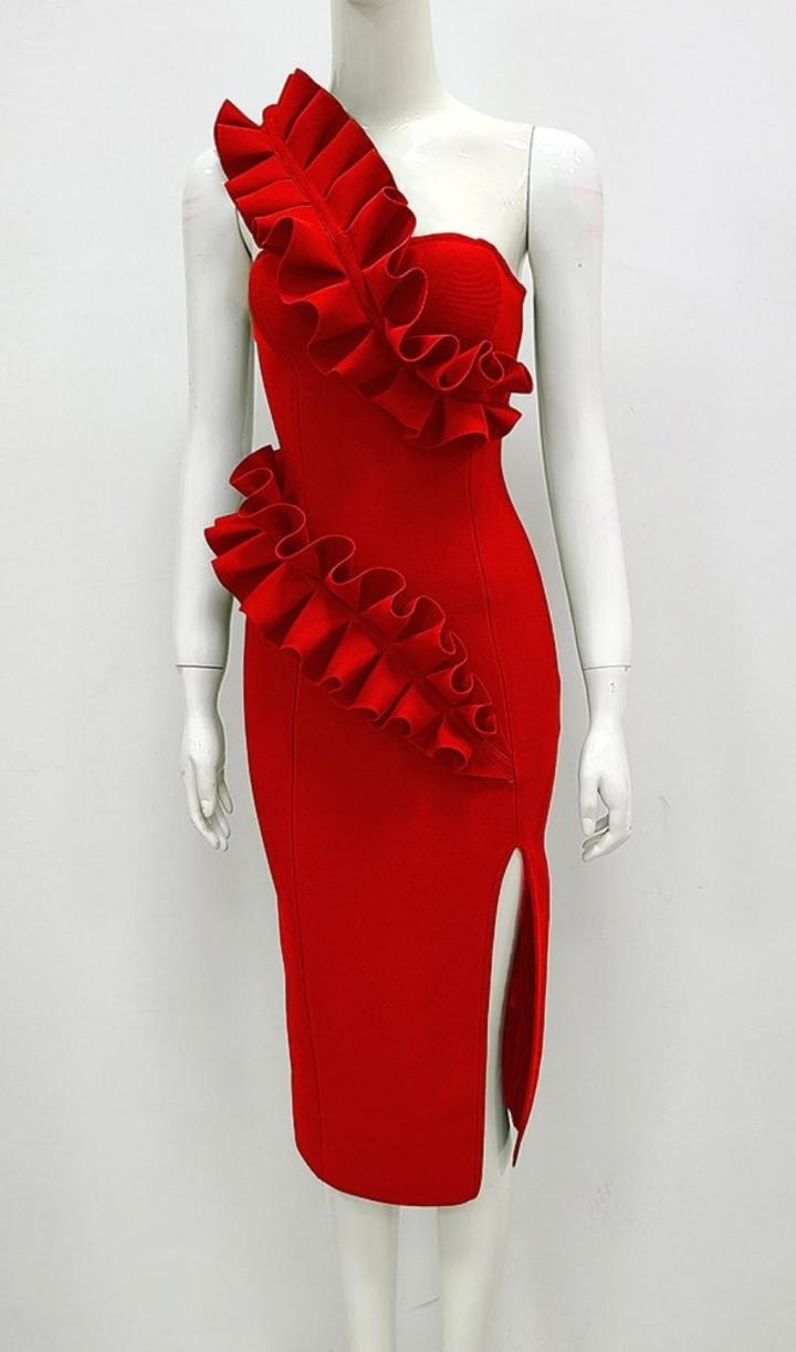 One Shoulder Rhinestone Mini Bandage Dress